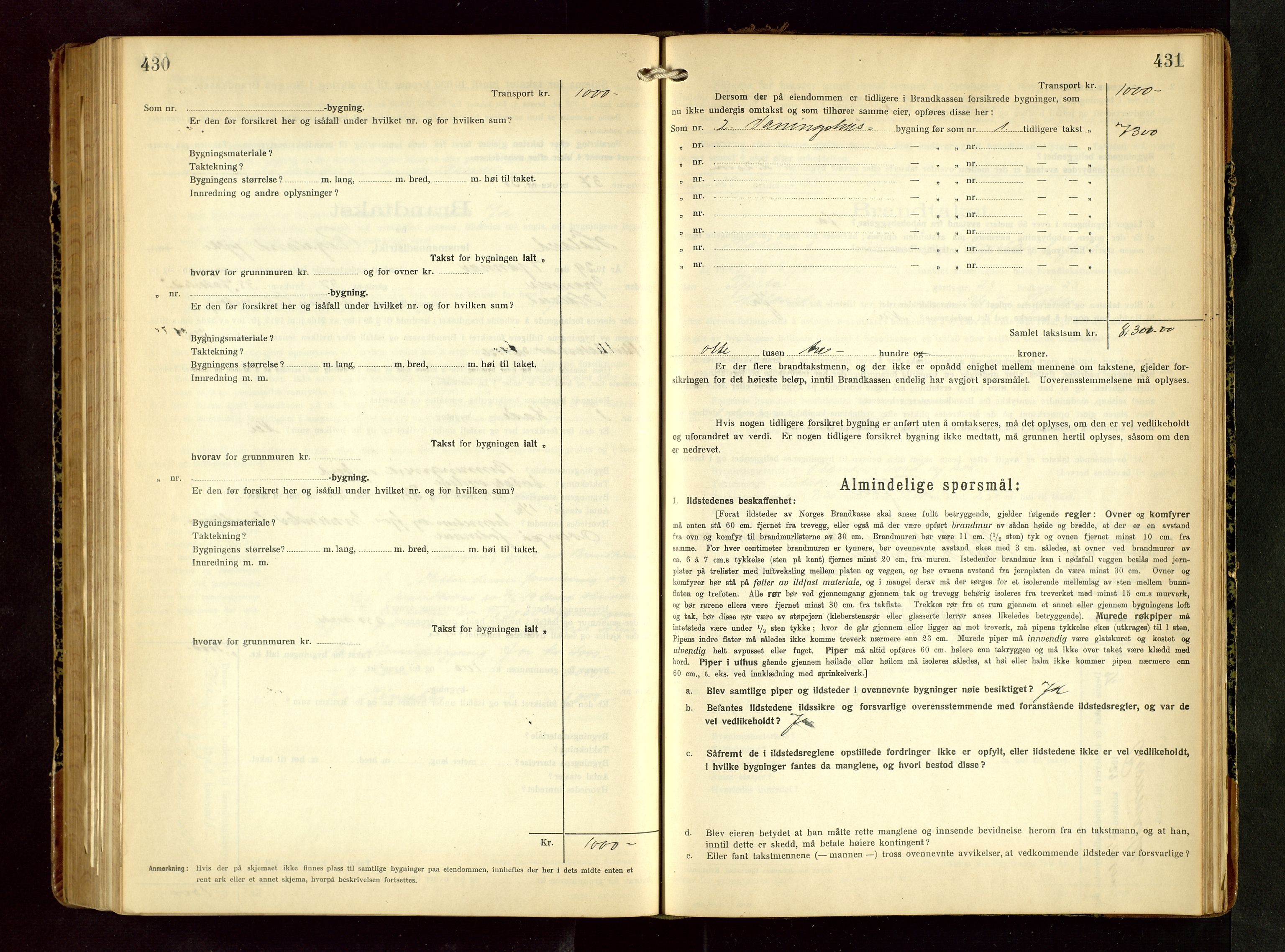 Håland lensmannskontor, AV/SAST-A-100100/Gob/L0008: Branntakstprotokoll - skjematakst. Register i boken., 1925-1930, s. 430-431