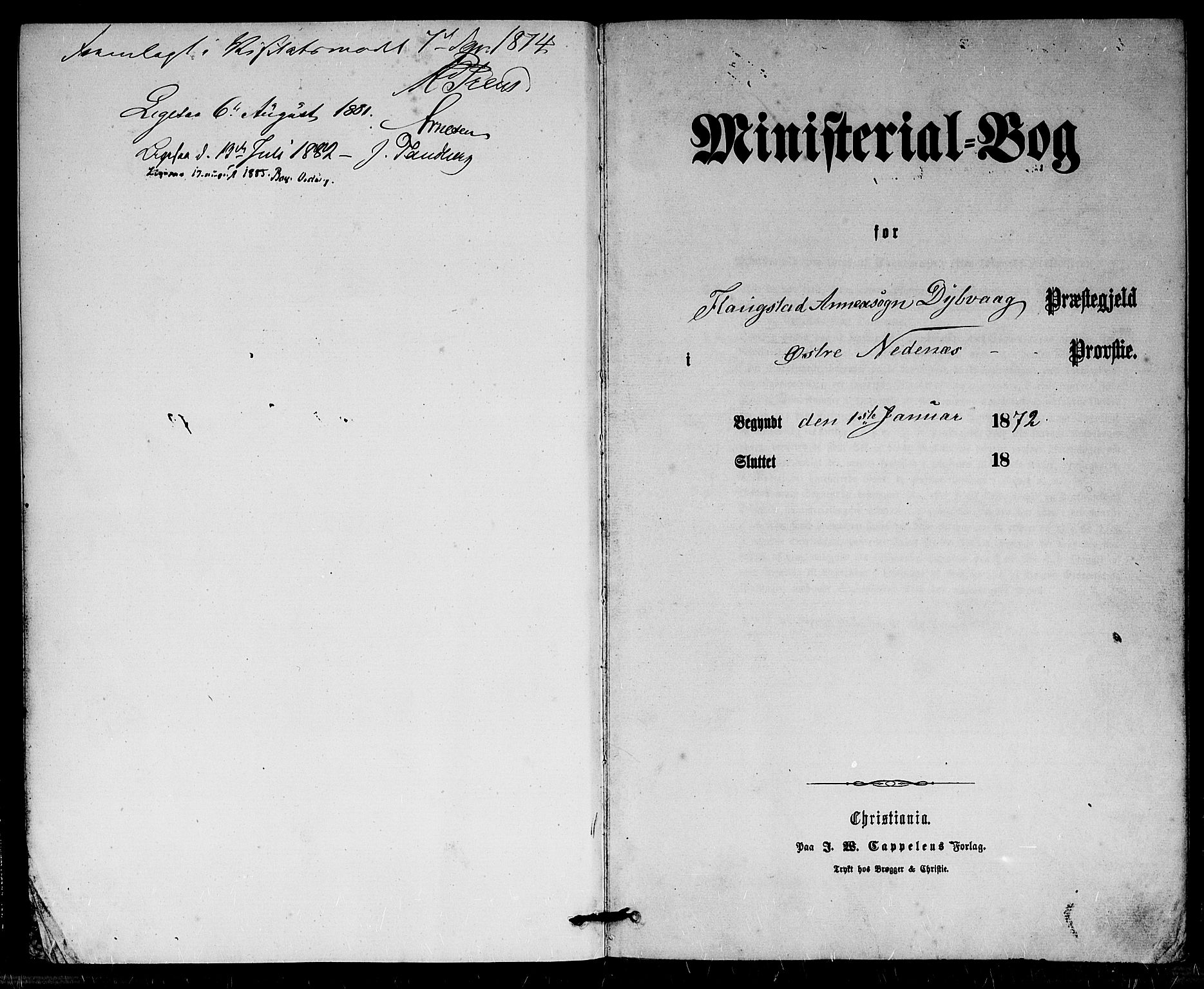 Dypvåg sokneprestkontor, SAK/1111-0007/F/Fb/Fbb/L0003: Klokkerbok nr. B 3, 1872-1886