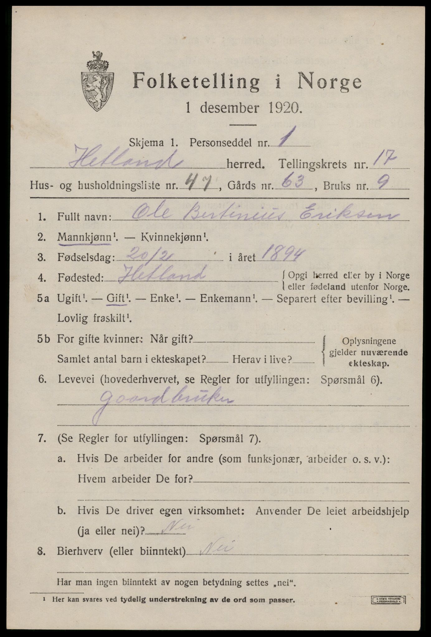 SAST, Folketelling 1920 for 1126 Hetland herred, 1920, s. 25047