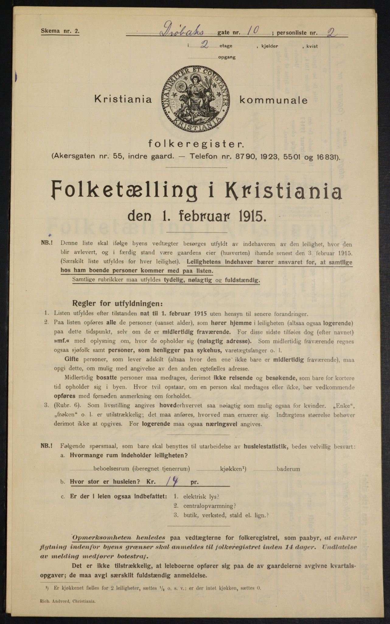 OBA, Kommunal folketelling 1.2.1915 for Kristiania, 1915, s. 17416