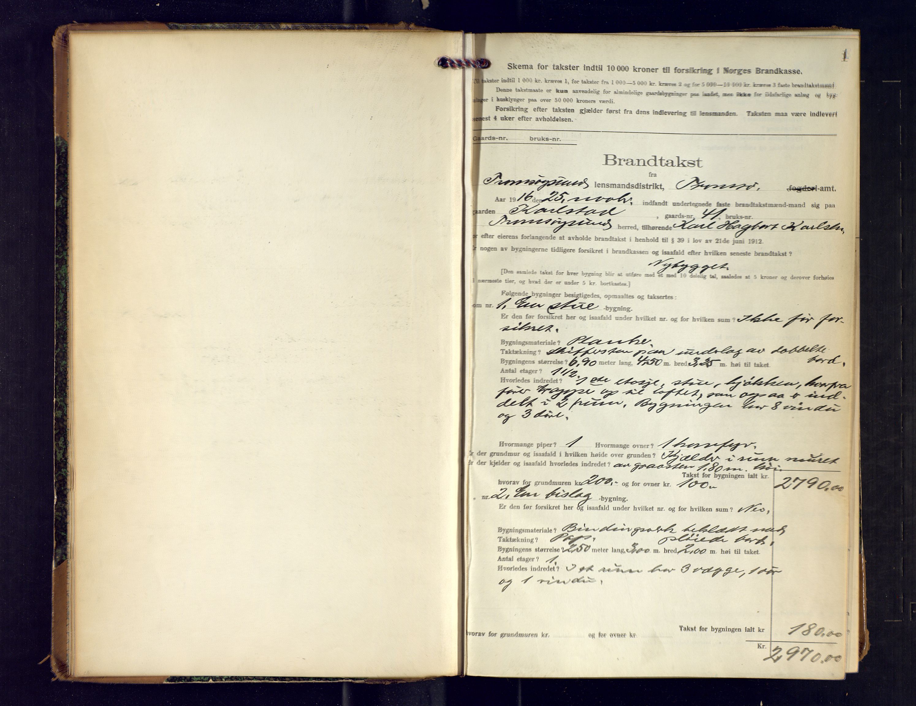Tromsøysund lensmannskontor, AV/SATØ-SATØ-12/F/Fs/Fsb/L0742: Branntakstprotokoll (S).  Med register, 1916-1918, s. 1