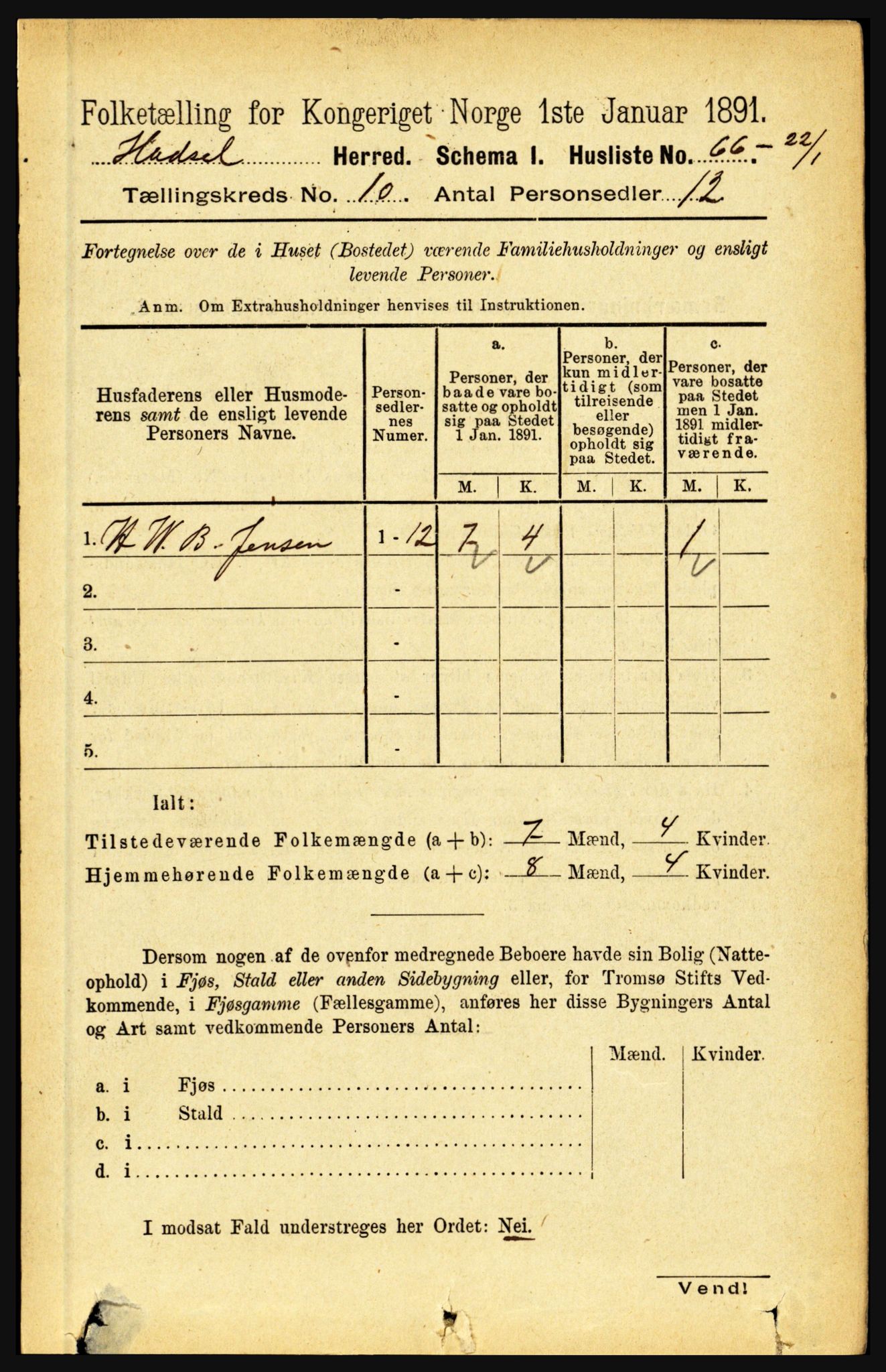 RA, Folketelling 1891 for 1866 Hadsel herred, 1891, s. 4199