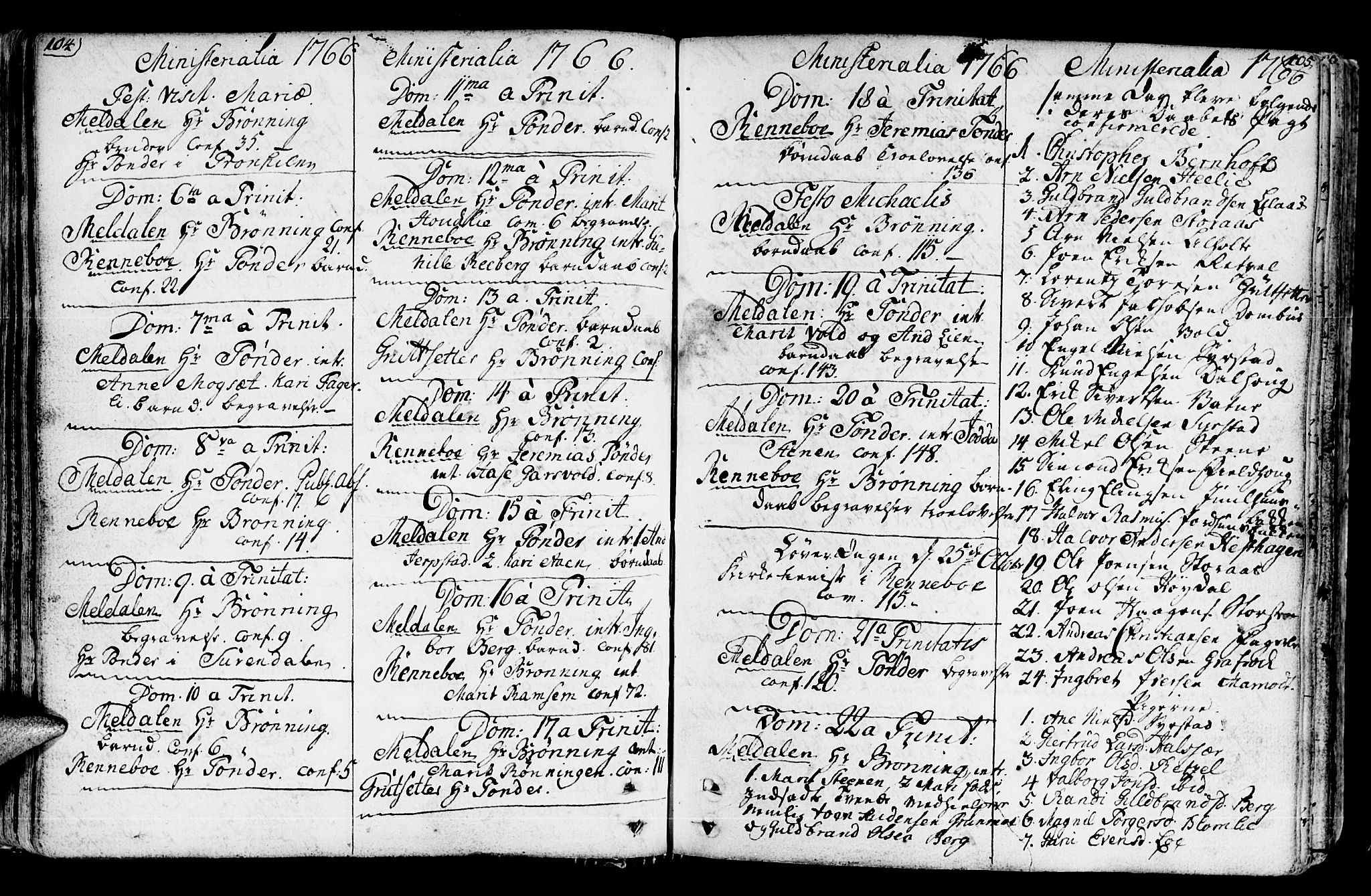 Ministerialprotokoller, klokkerbøker og fødselsregistre - Sør-Trøndelag, SAT/A-1456/672/L0851: Ministerialbok nr. 672A04, 1751-1775, s. 104-105
