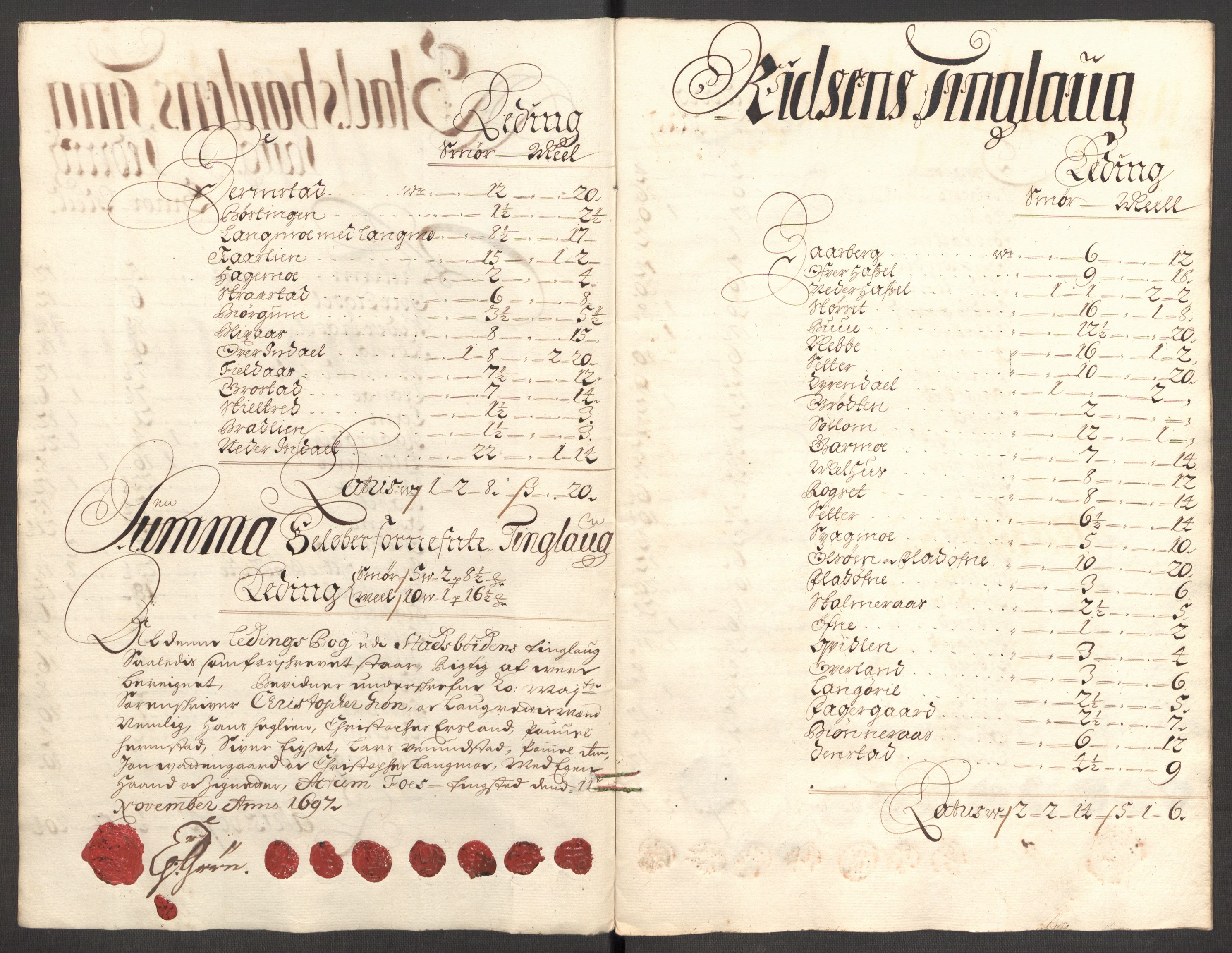 Rentekammeret inntil 1814, Reviderte regnskaper, Fogderegnskap, AV/RA-EA-4092/R57/L3852: Fogderegnskap Fosen, 1697, s. 22