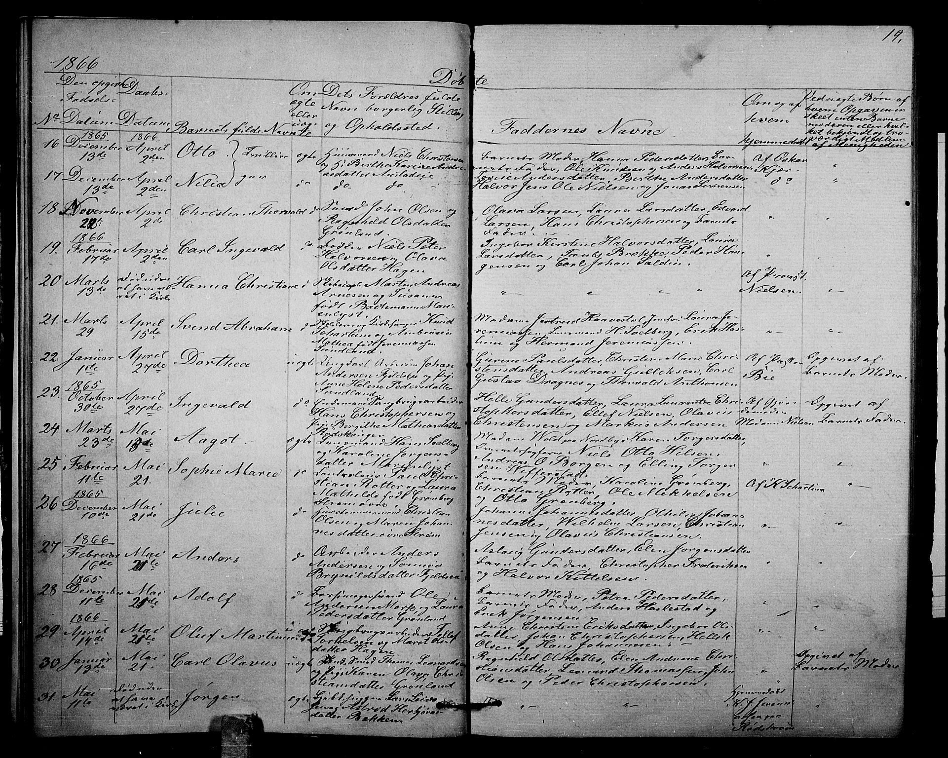 Strømsgodset kirkebøker, AV/SAKO-A-324/G/Ga/L0001: Klokkerbok nr. 1, 1860-1884, s. 19