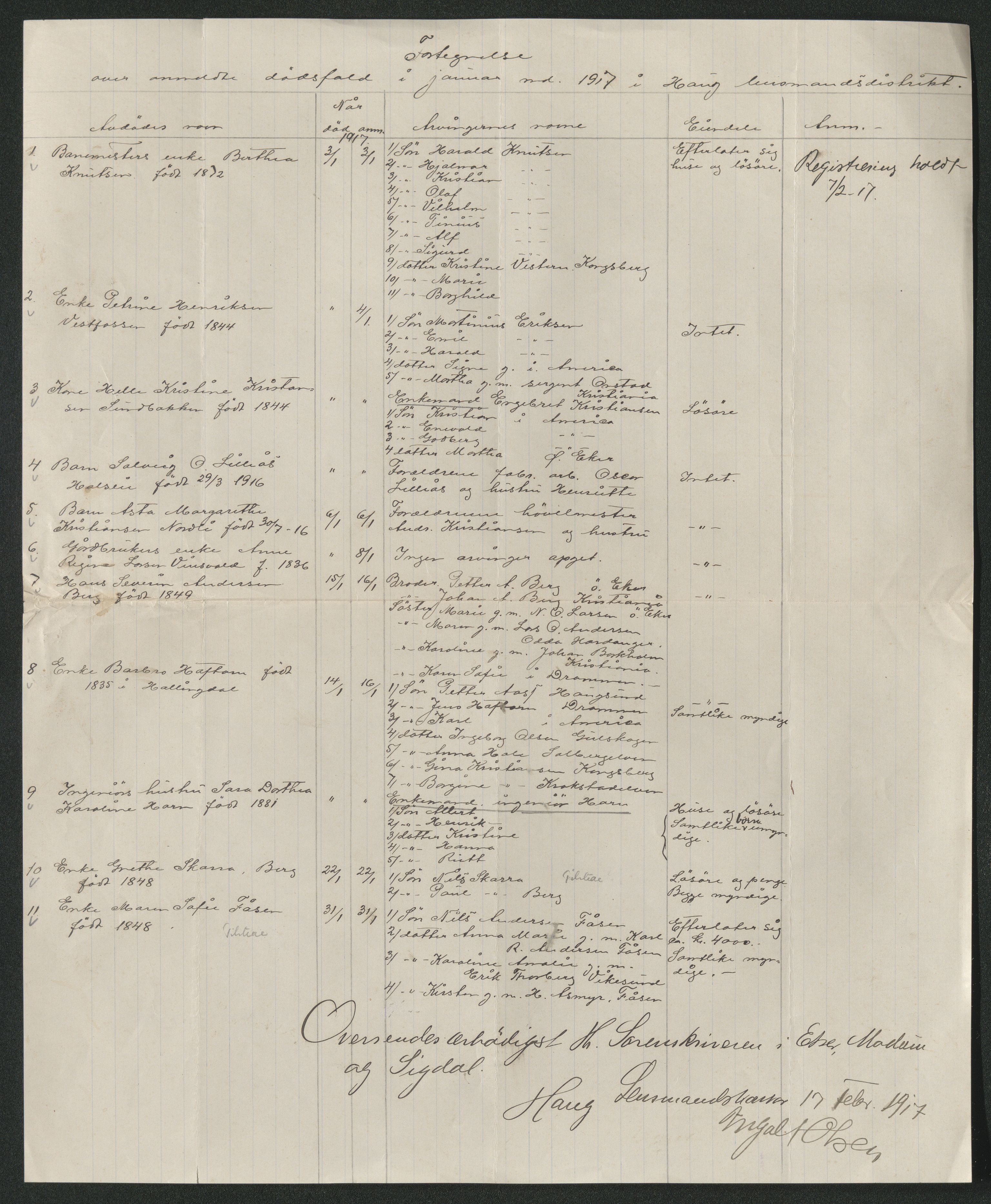 Eiker, Modum og Sigdal sorenskriveri, AV/SAKO-A-123/H/Ha/Hab/L0038: Dødsfallsmeldinger, 1916-1917, s. 659