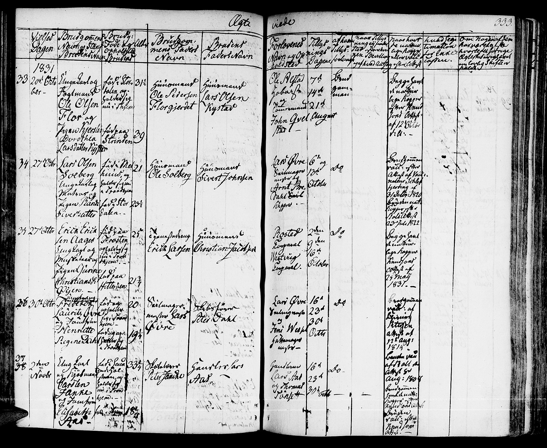 Ministerialprotokoller, klokkerbøker og fødselsregistre - Sør-Trøndelag, SAT/A-1456/601/L0045: Ministerialbok nr. 601A13, 1821-1831, s. 333