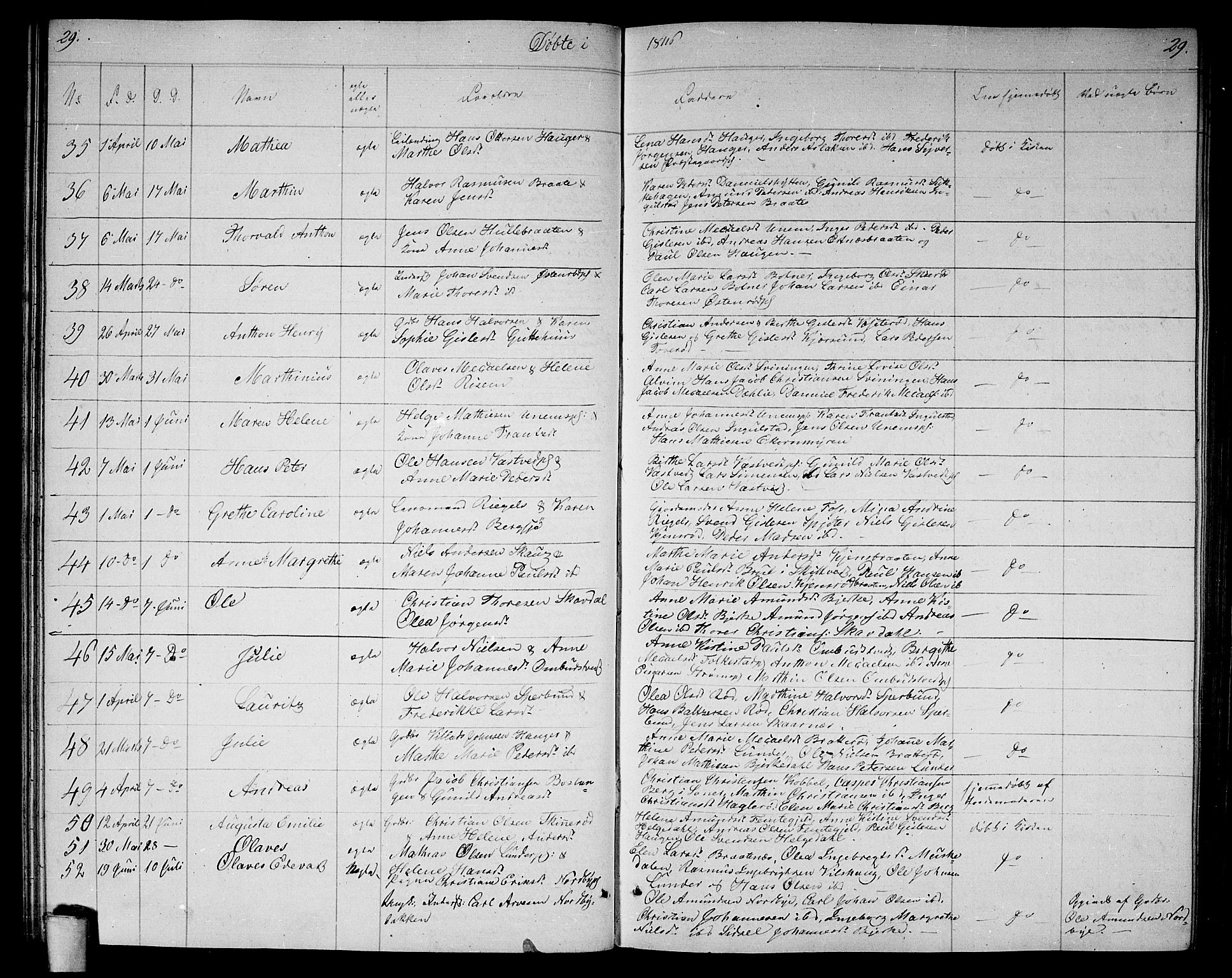 Våler prestekontor Kirkebøker, AV/SAO-A-11083/G/Ga/L0002: Klokkerbok nr. I 2, 1839-1860, s. 29