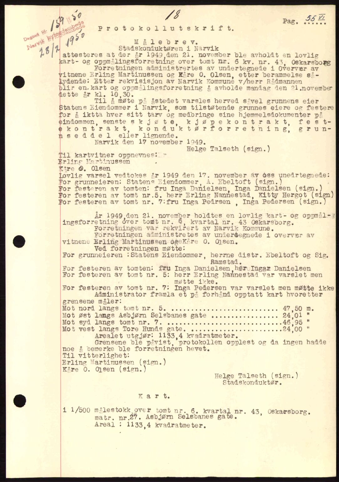 Narvik sorenskriveri, SAT/A-0002/1/2/2C/2Ca: Pantebok nr. A26, 1950-1950, Dagboknr: 159/1950