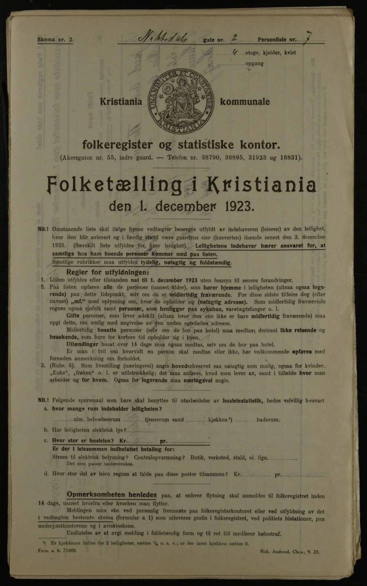 OBA, Kommunal folketelling 1.12.1923 for Kristiania, 1923, s. 78369