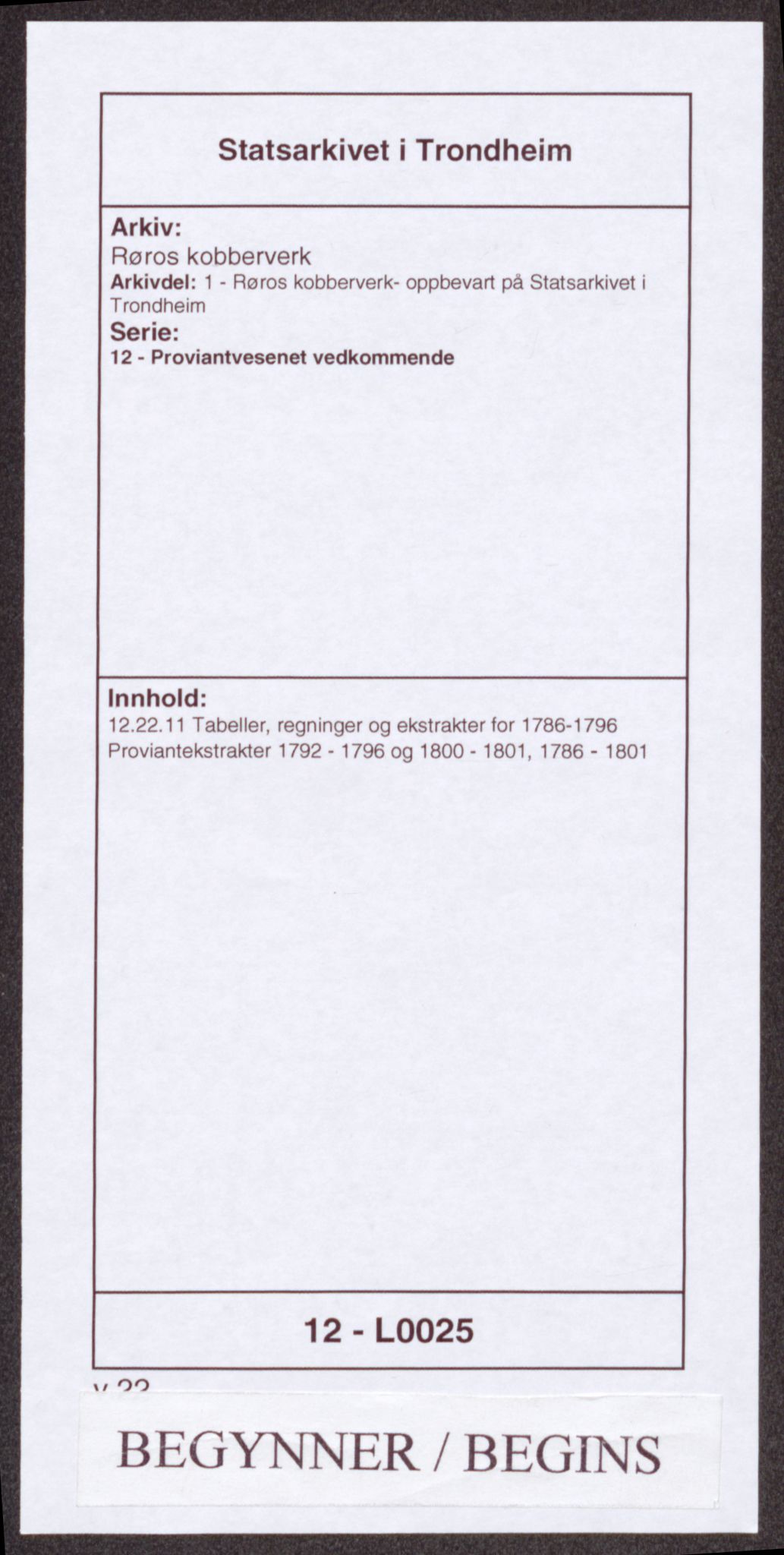 Røros kobberverk, SAT/PA-0211/1/12/L0025: 12.22.11 Tabeller, regninger og ekstrakter for 1786-1796
Proviantekstrakter 1792 - 1796 og 1800 - 1801, 1786-1801, s. 1