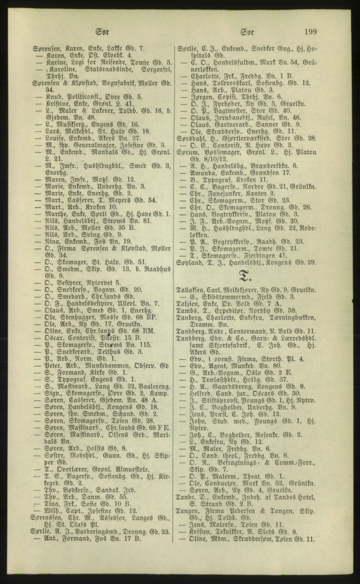 Kristiania/Oslo adressebok, PUBL/-, 1881, s. 199