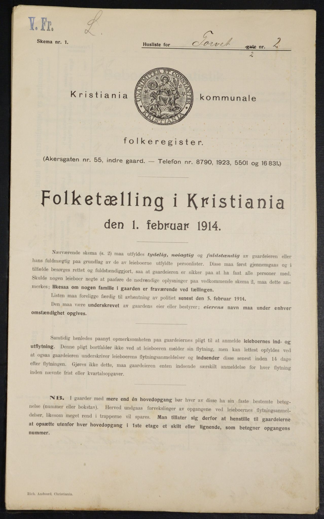 OBA, Kommunal folketelling 1.2.1914 for Kristiania, 1914, s. 104278