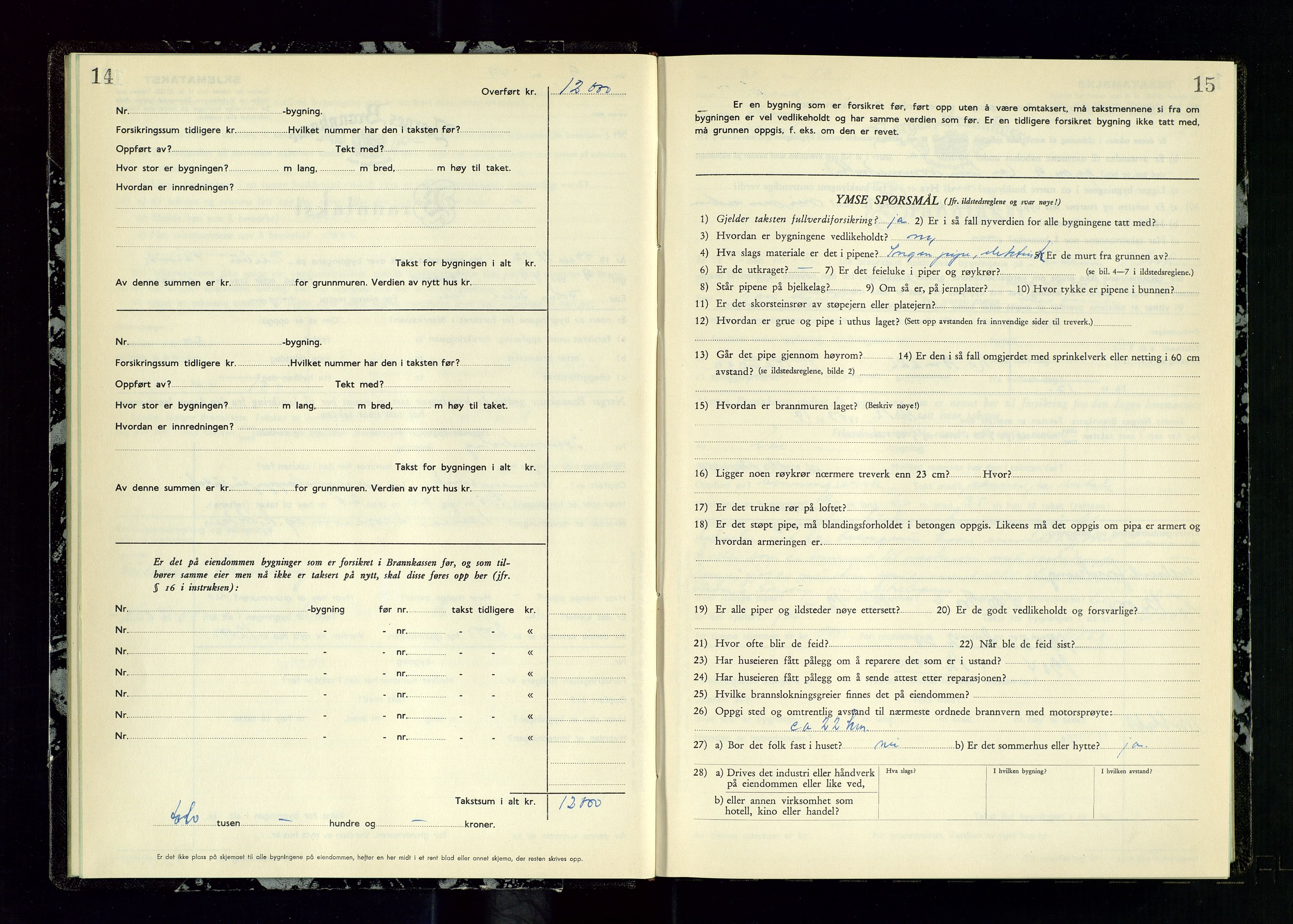 Strand og Forsand lensmannskontor, SAST/A-100451/Gob/L0003: Branntakstprotokoll, 1953-1955, s. 14-15