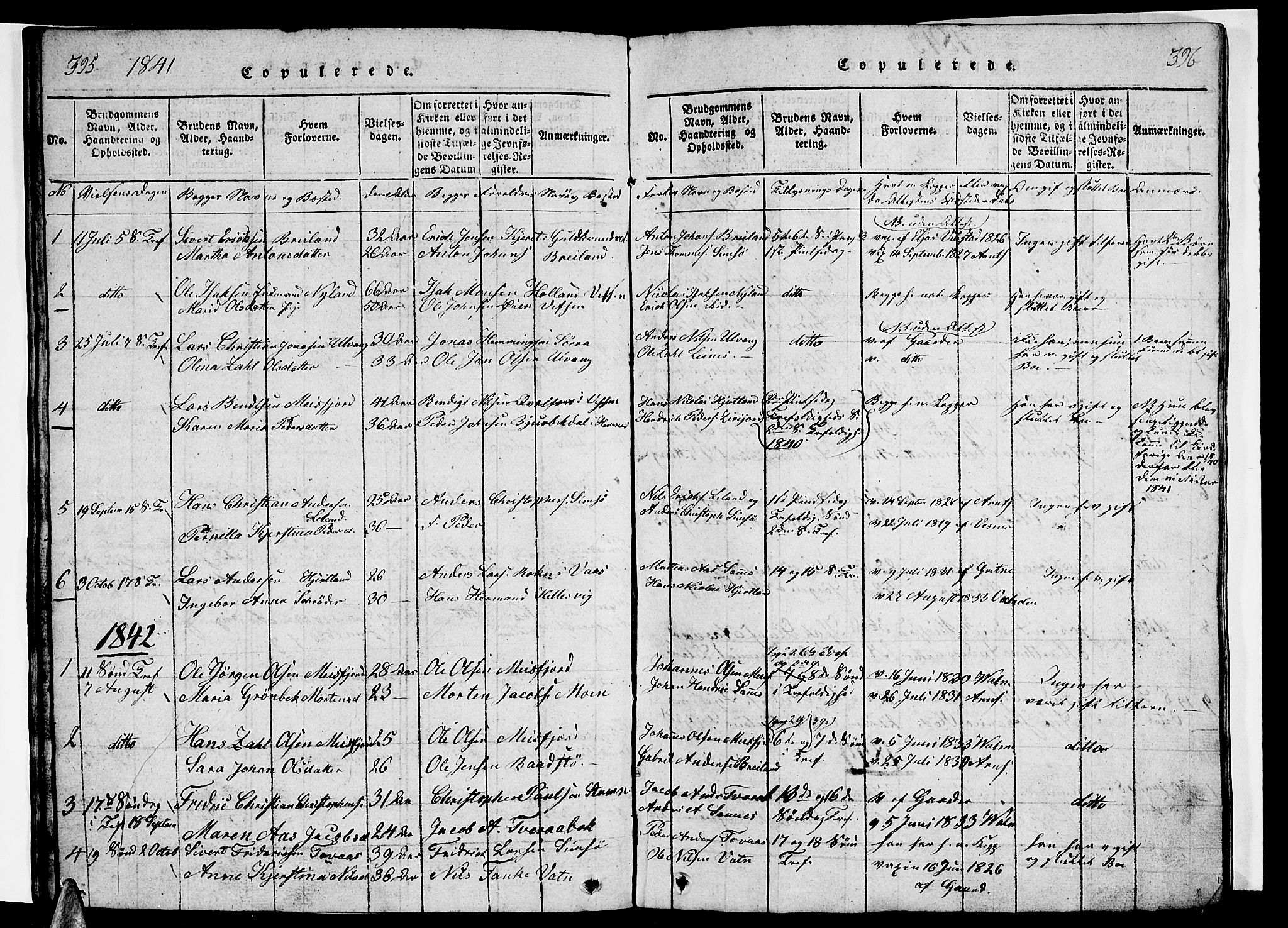 Ministerialprotokoller, klokkerbøker og fødselsregistre - Nordland, AV/SAT-A-1459/831/L0474: Klokkerbok nr. 831C01, 1820-1850, s. 395-396