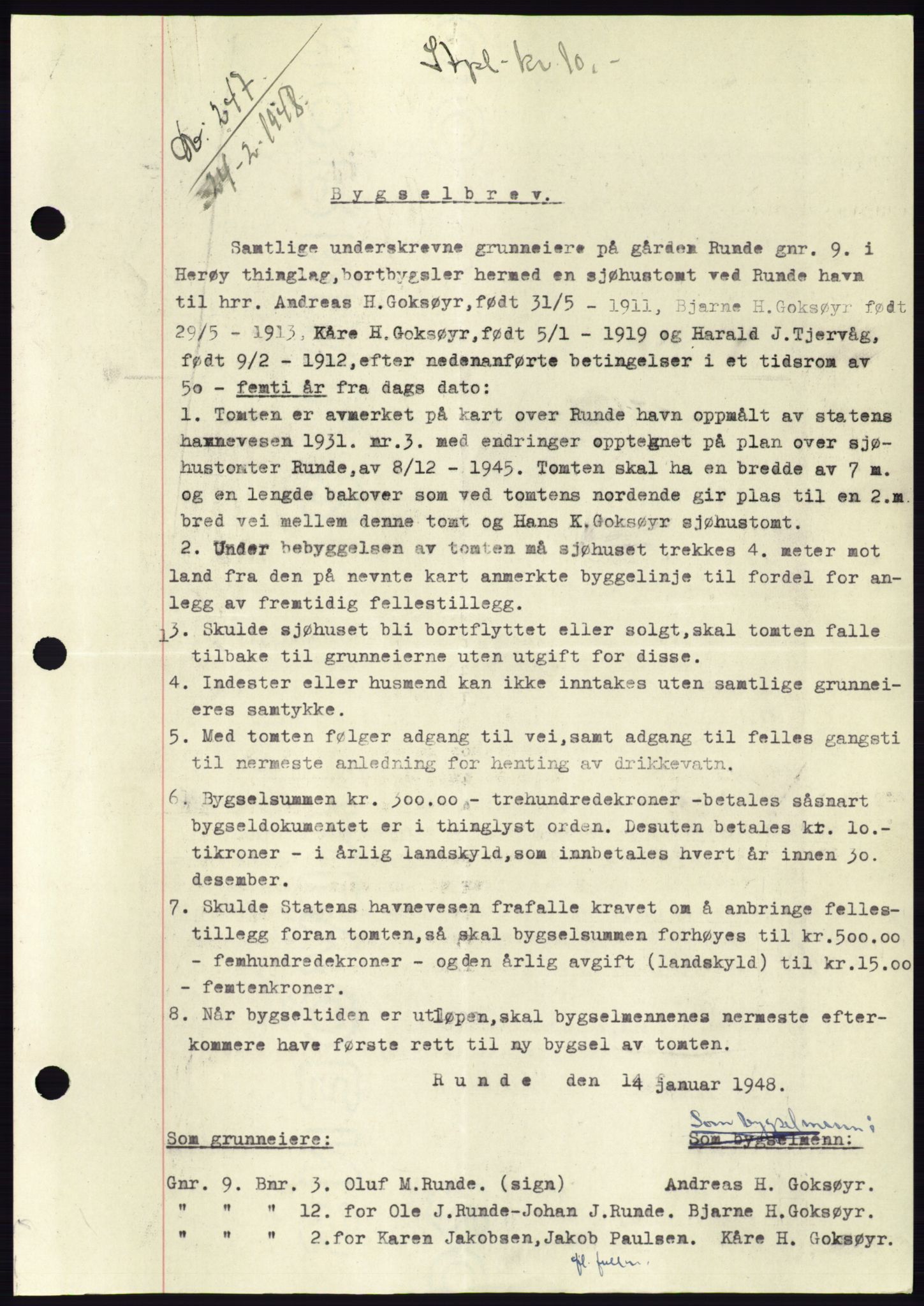 Søre Sunnmøre sorenskriveri, SAT/A-4122/1/2/2C/L0082: Pantebok nr. 8A, 1948-1948, Dagboknr: 247/1948