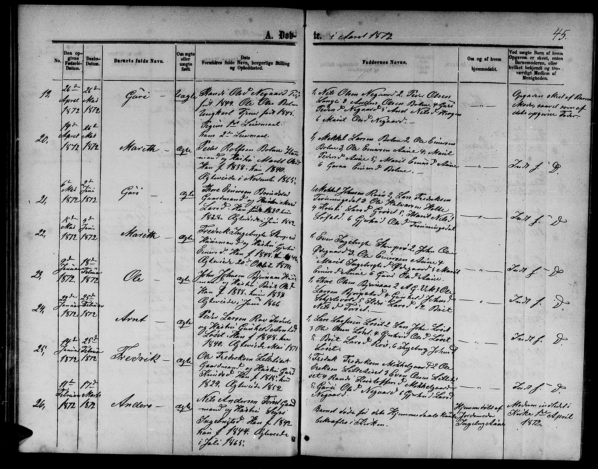 Ministerialprotokoller, klokkerbøker og fødselsregistre - Møre og Romsdal, AV/SAT-A-1454/598/L1076: Klokkerbok nr. 598C01, 1867-1878, s. 45