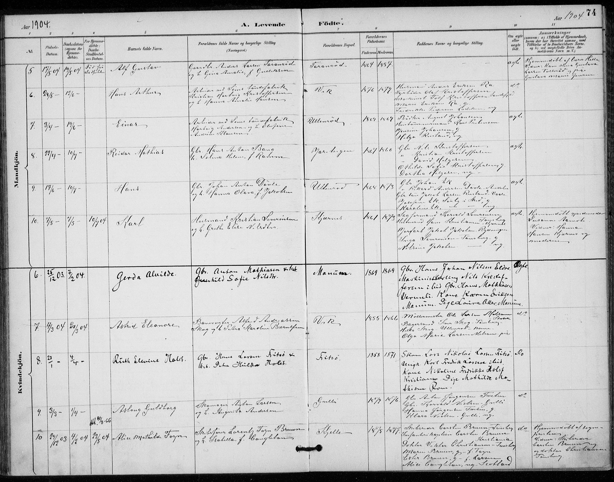 Sem kirkebøker, AV/SAKO-A-5/F/Fa/L0011: Ministerialbok nr. I 11, 1888-1904, s. 74