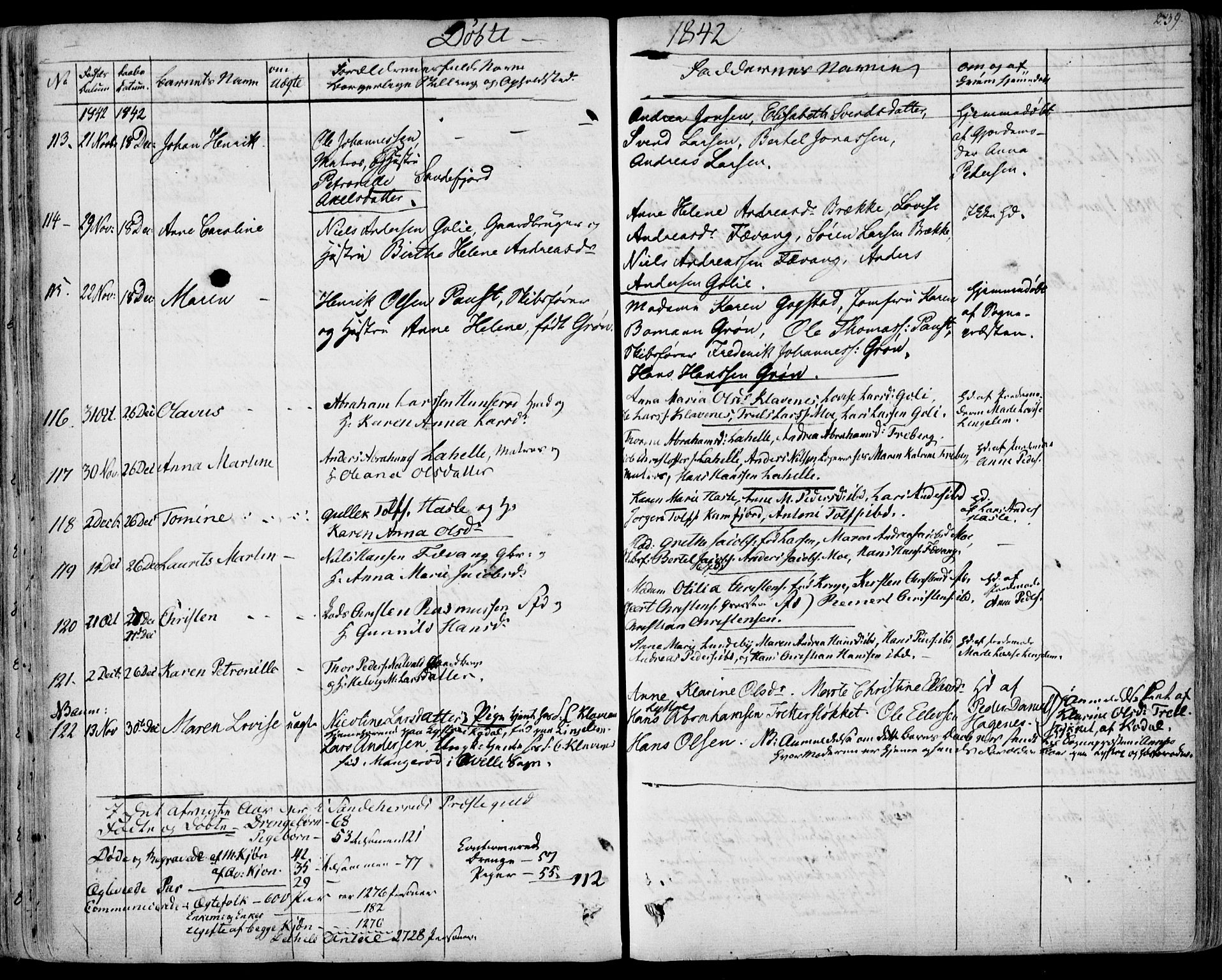 Sandar kirkebøker, AV/SAKO-A-243/F/Fa/L0005: Ministerialbok nr. 5, 1832-1847, s. 238-239