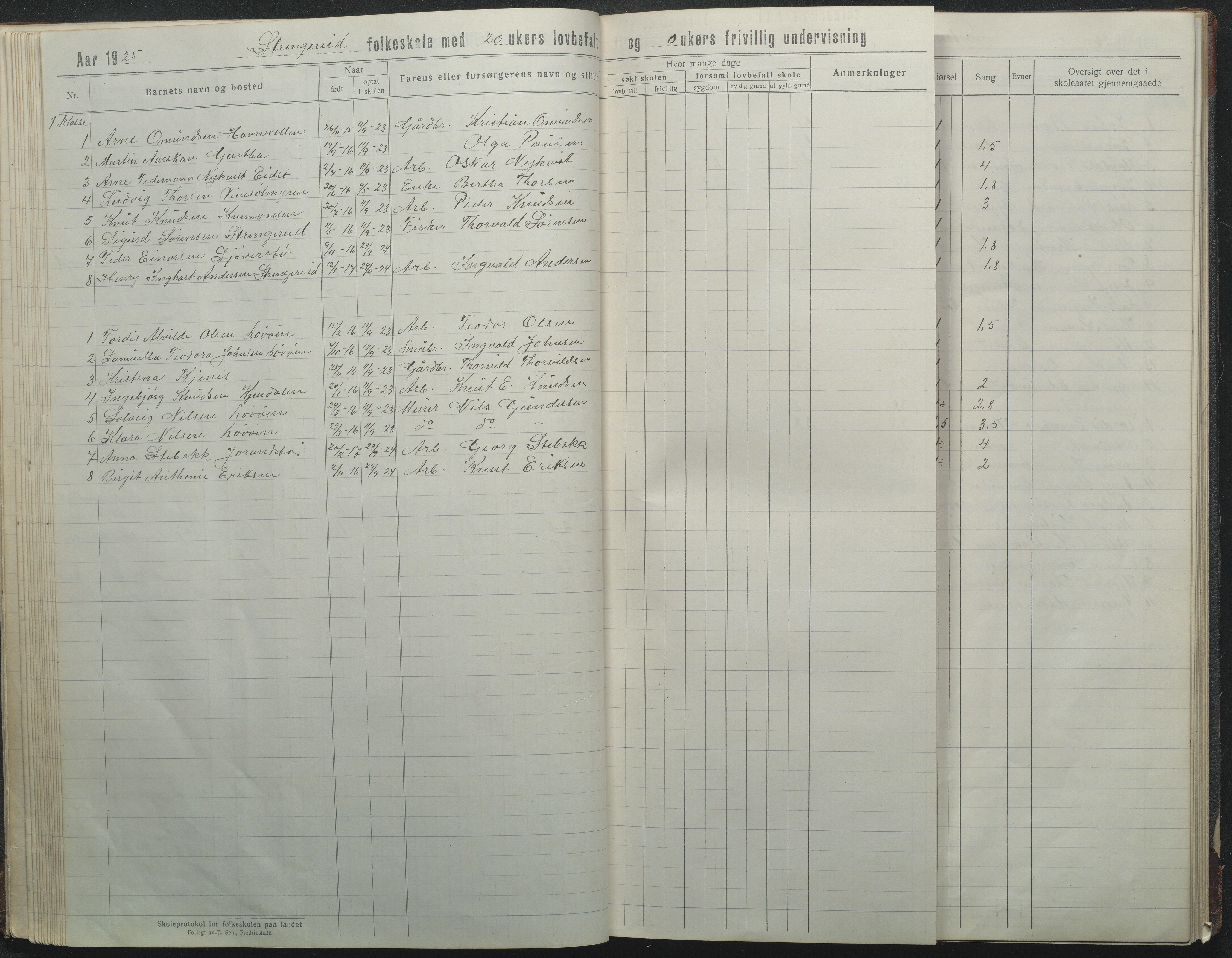 Flosta kommune, Strengereid Krets, AAKS/KA0916-550h/F01/L0004: Skoleprotokoll Strengereid skole, 1918-1944