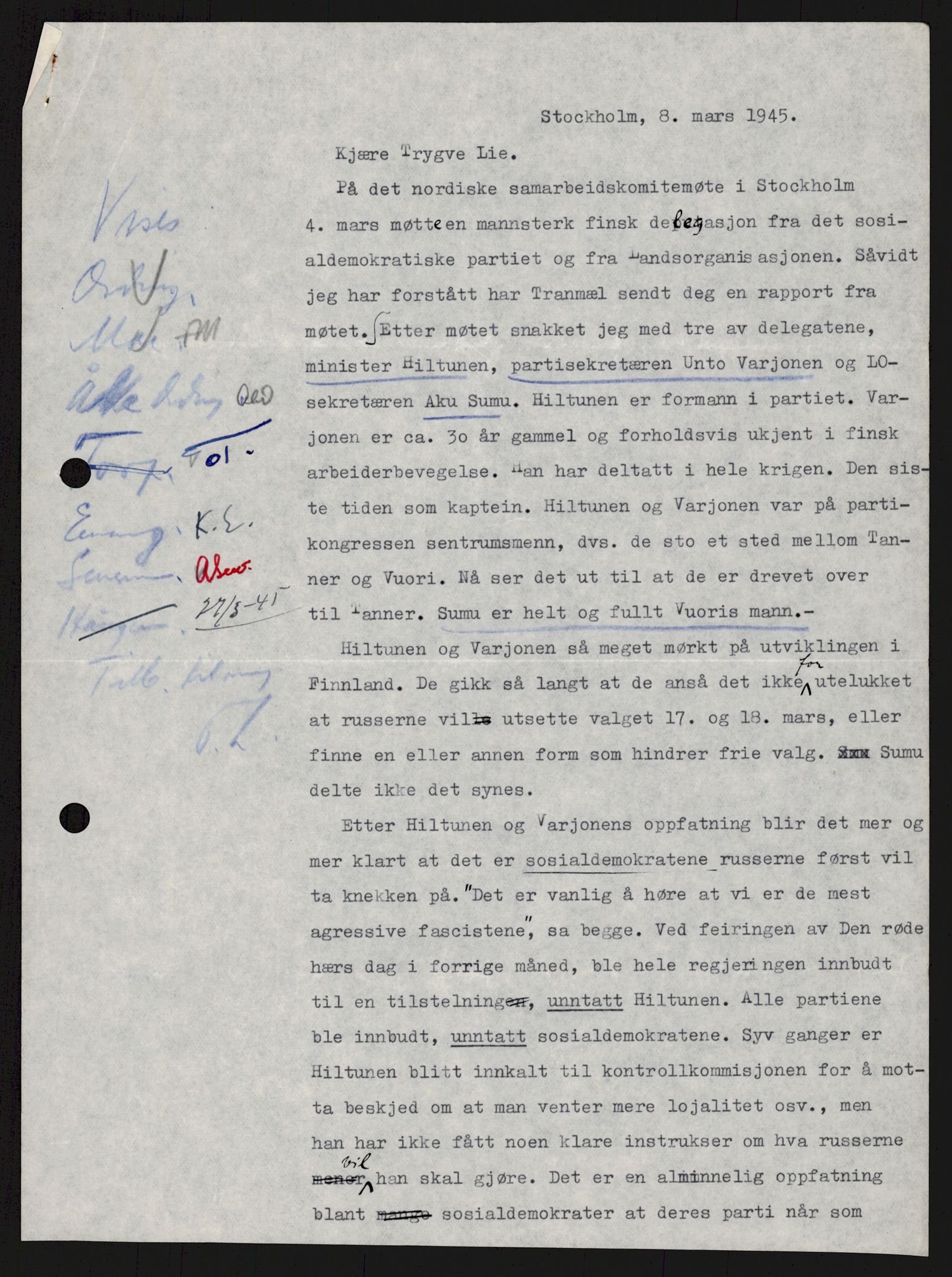 Lie, Trygve, RA/PA-1407/D/L0004: Blandet korrespondanse., 1941-1957, s. 58
