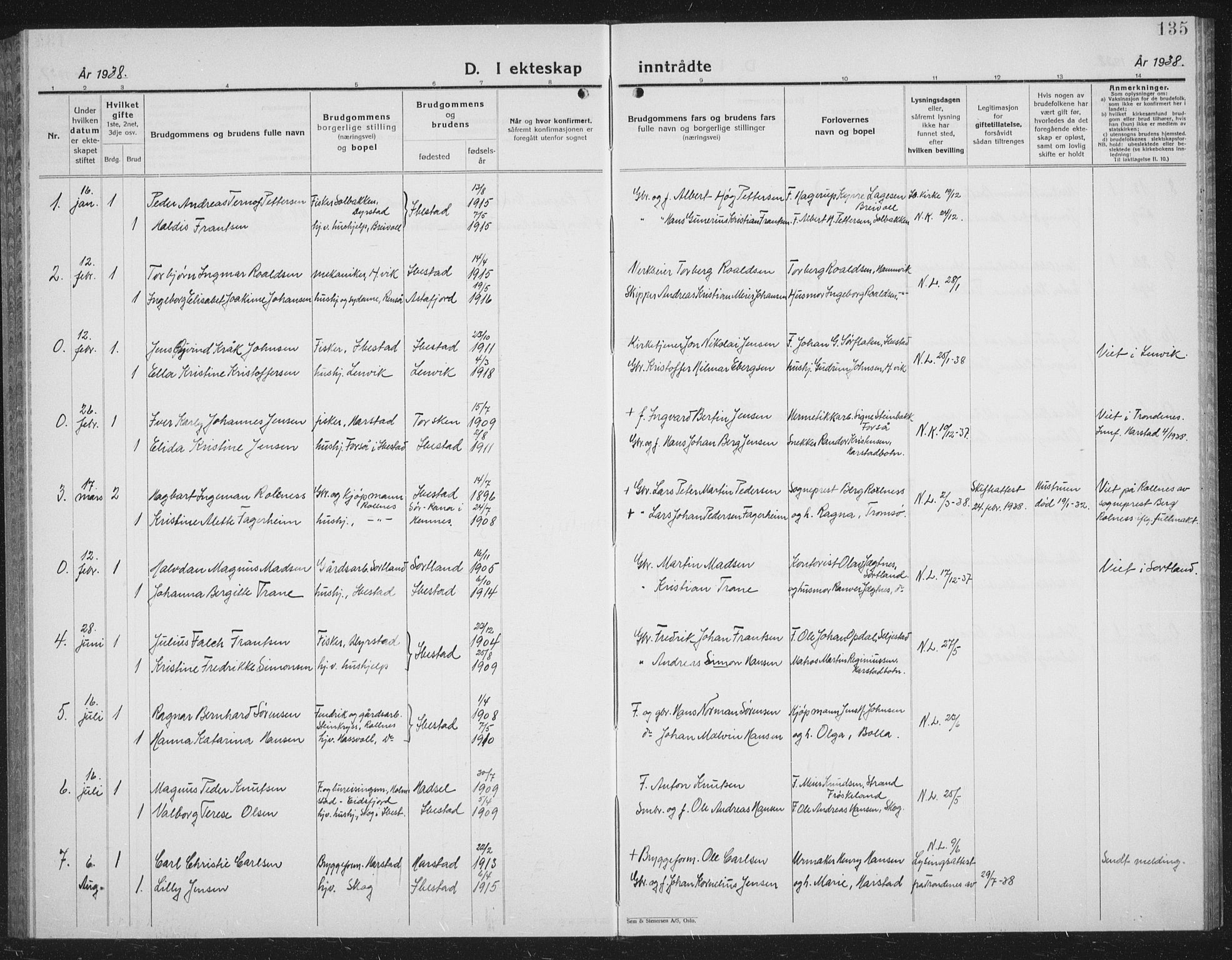 Ibestad sokneprestembete, AV/SATØ-S-0077/H/Ha/Hab/L0011klokker: Klokkerbok nr. 11, 1930-1942, s. 135