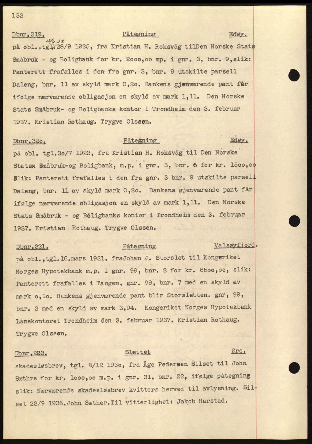 Nordmøre sorenskriveri, SAT/A-4132/1/2/2Ca: Pantebok nr. C80, 1936-1939, Dagboknr: 319/1937