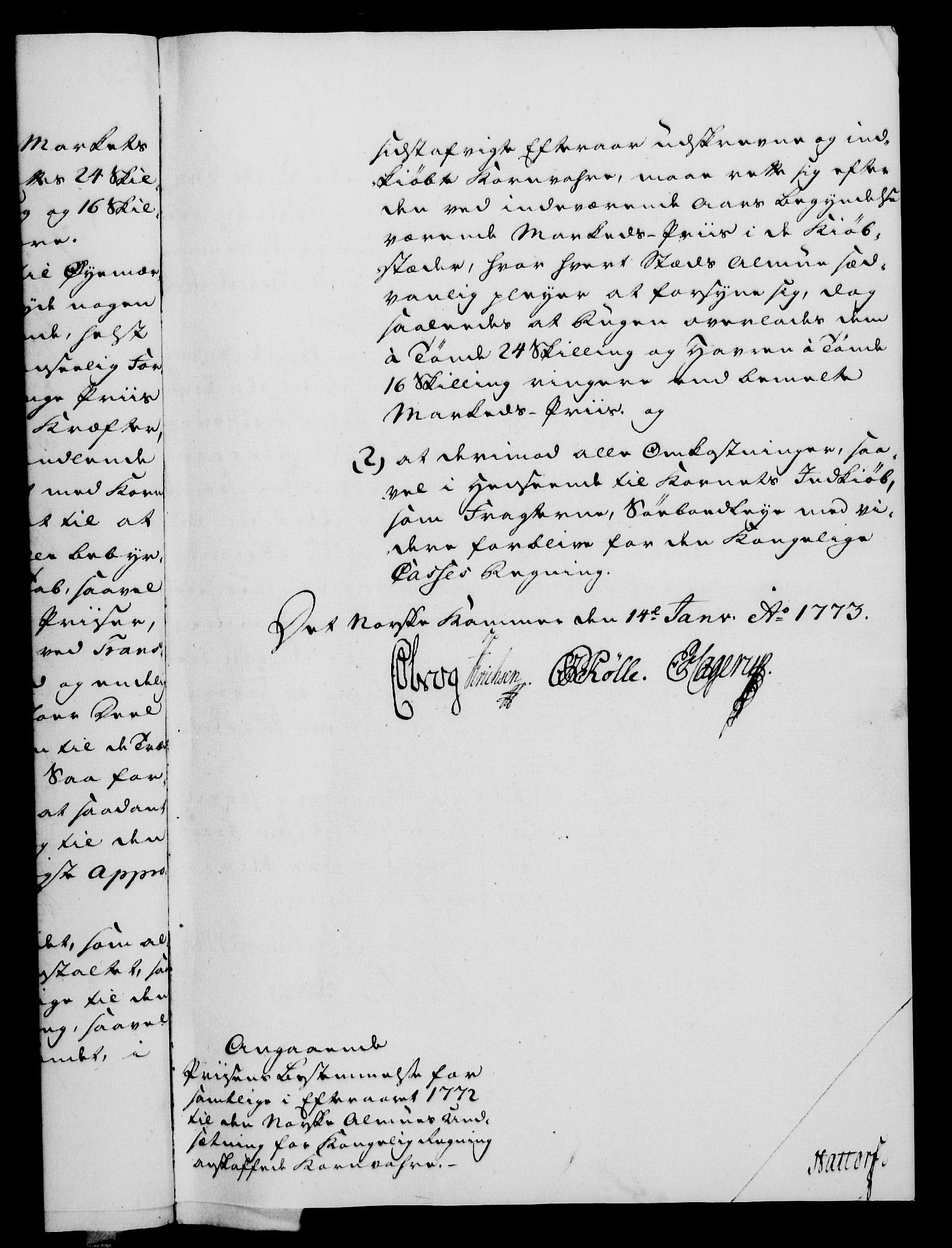 Rentekammeret, Kammerkanselliet, RA/EA-3111/G/Gf/Gfa/L0055: Norsk relasjons- og resolusjonsprotokoll (merket RK 52.55), 1773, s. 54