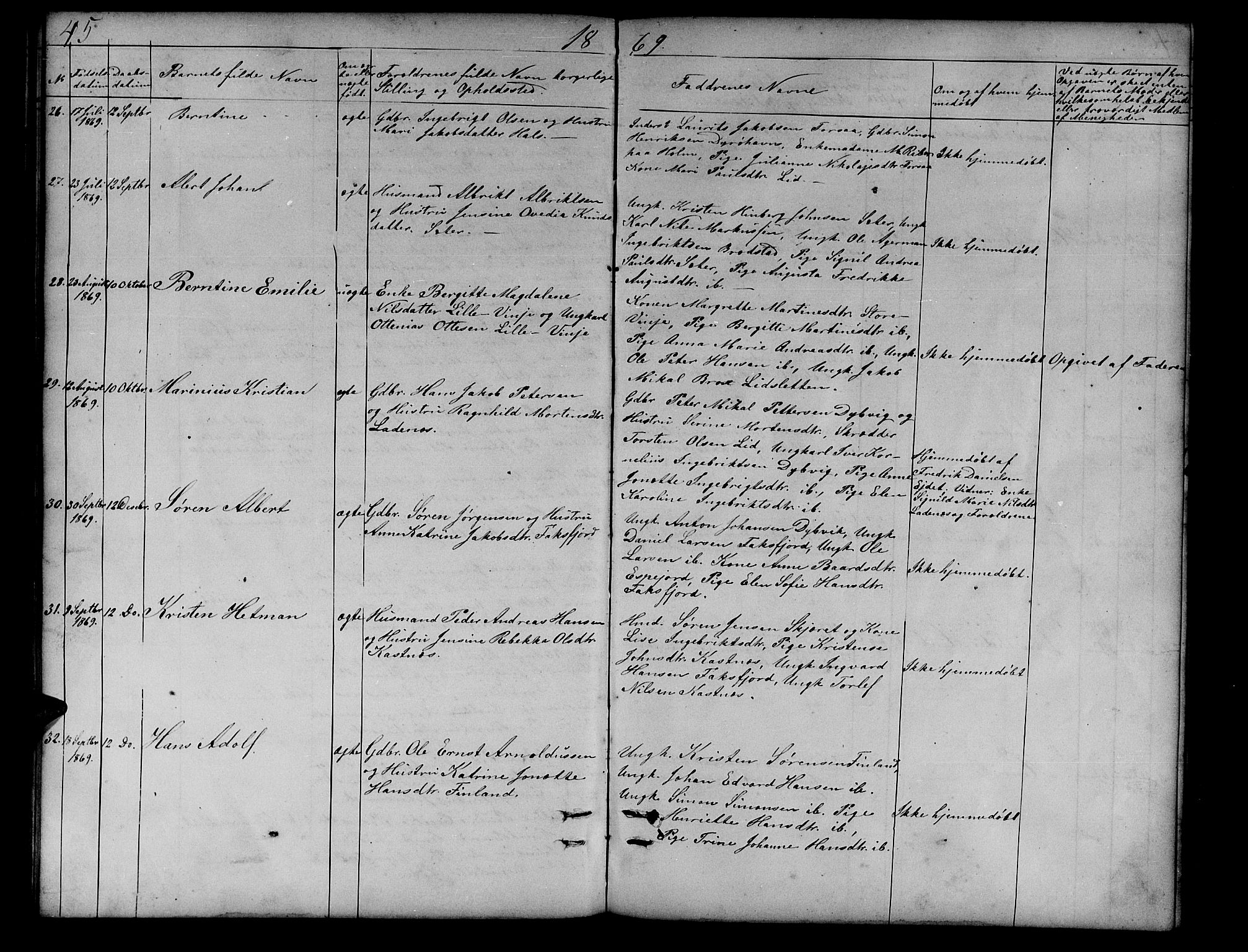Tranøy sokneprestkontor, AV/SATØ-S-1313/I/Ia/Iab/L0012klokker: Klokkerbok nr. 12, 1859-1874, s. 45