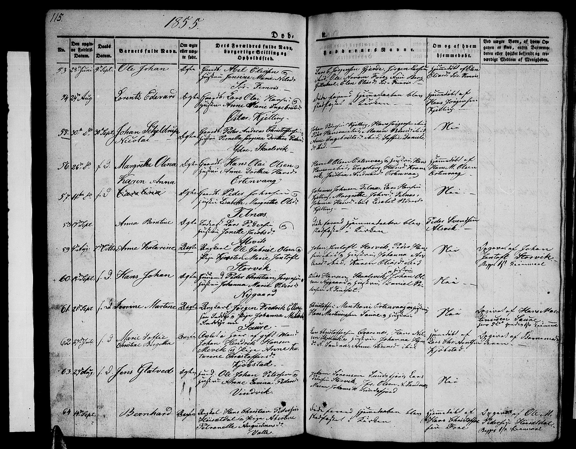 Ministerialprotokoller, klokkerbøker og fødselsregistre - Nordland, AV/SAT-A-1459/805/L0106: Klokkerbok nr. 805C02, 1841-1861, s. 115