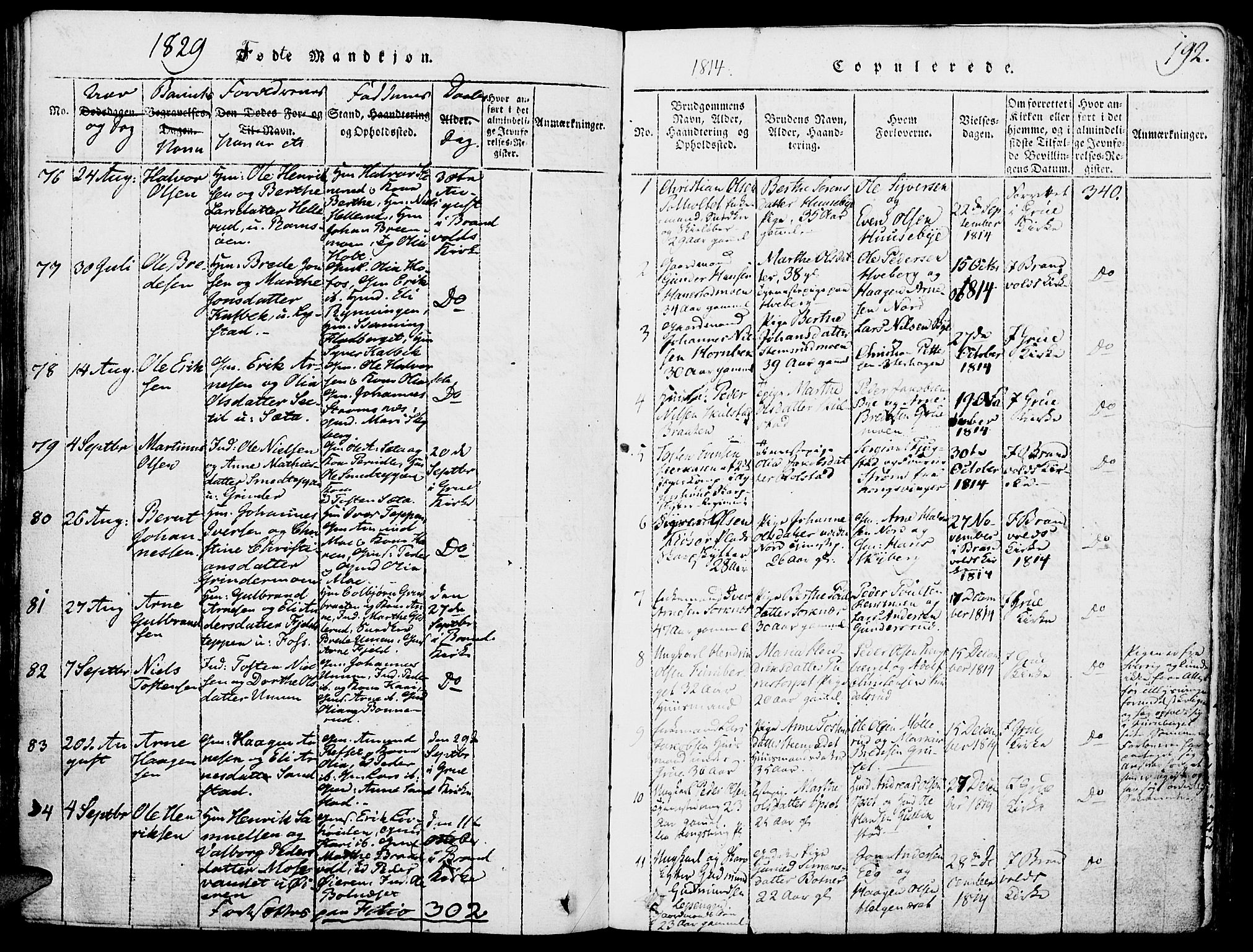 Grue prestekontor, AV/SAH-PREST-036/H/Ha/Haa/L0006: Ministerialbok nr. 6, 1814-1830, s. 192