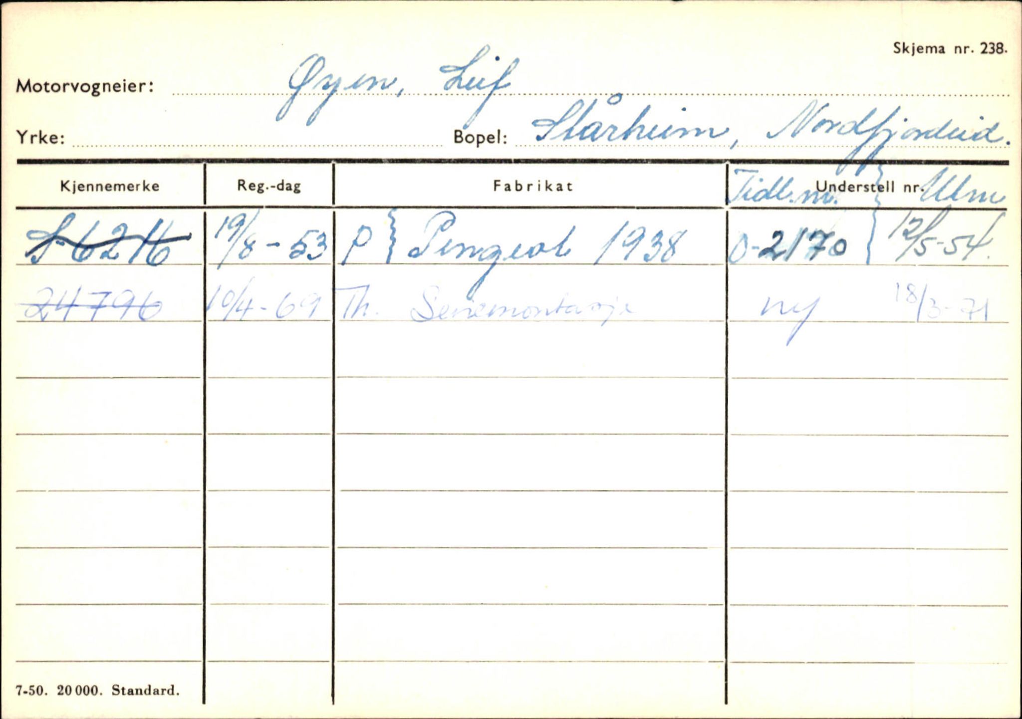 Statens vegvesen, Sogn og Fjordane vegkontor, SAB/A-5301/4/F/L0130: Eigarregister Eid T-Å. Høyanger A-O, 1945-1975, s. 265