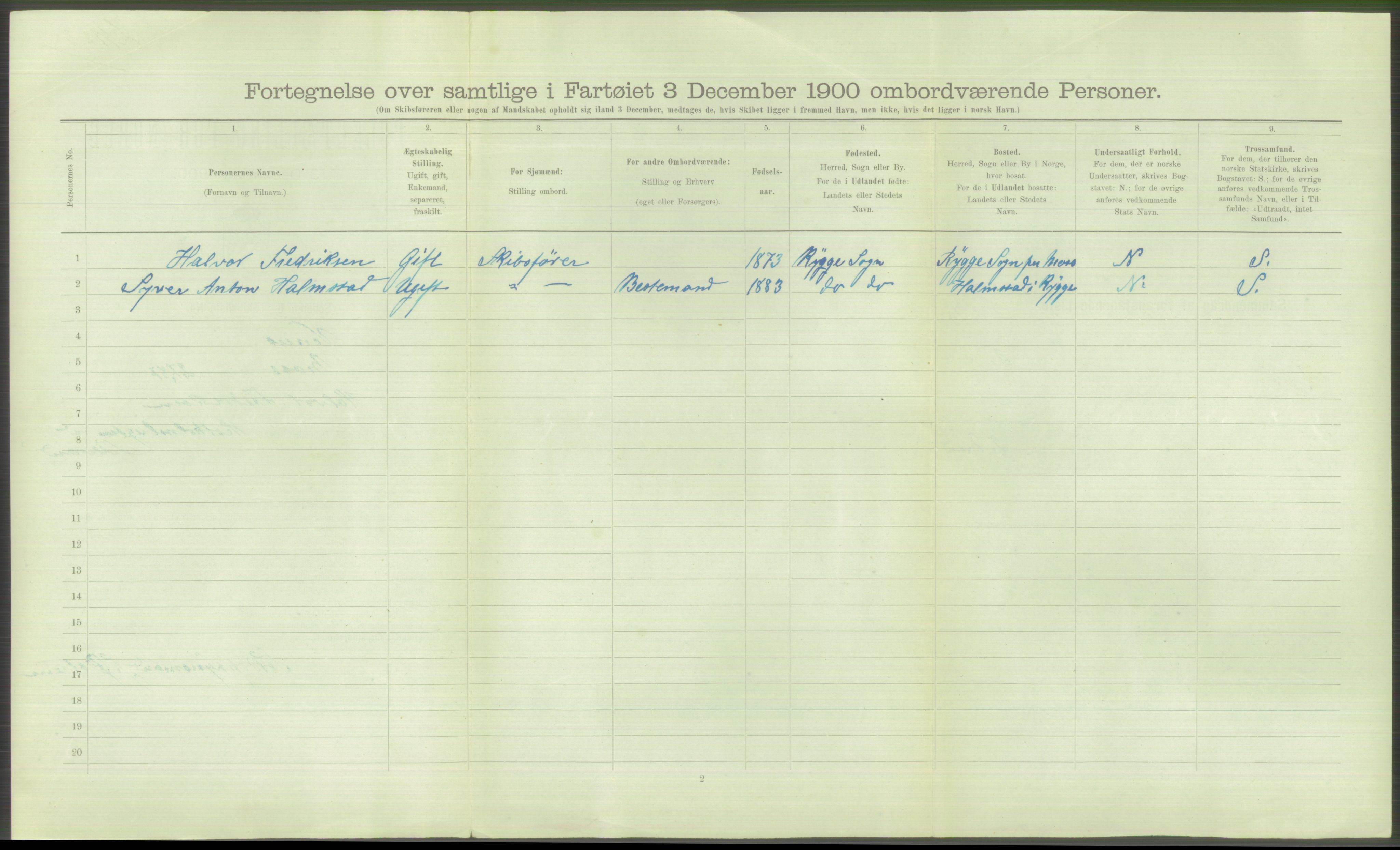 RA, Folketelling 1900 - skipslister med personlister for skip i norske havner, utenlandske havner og til havs, 1900, s. 716