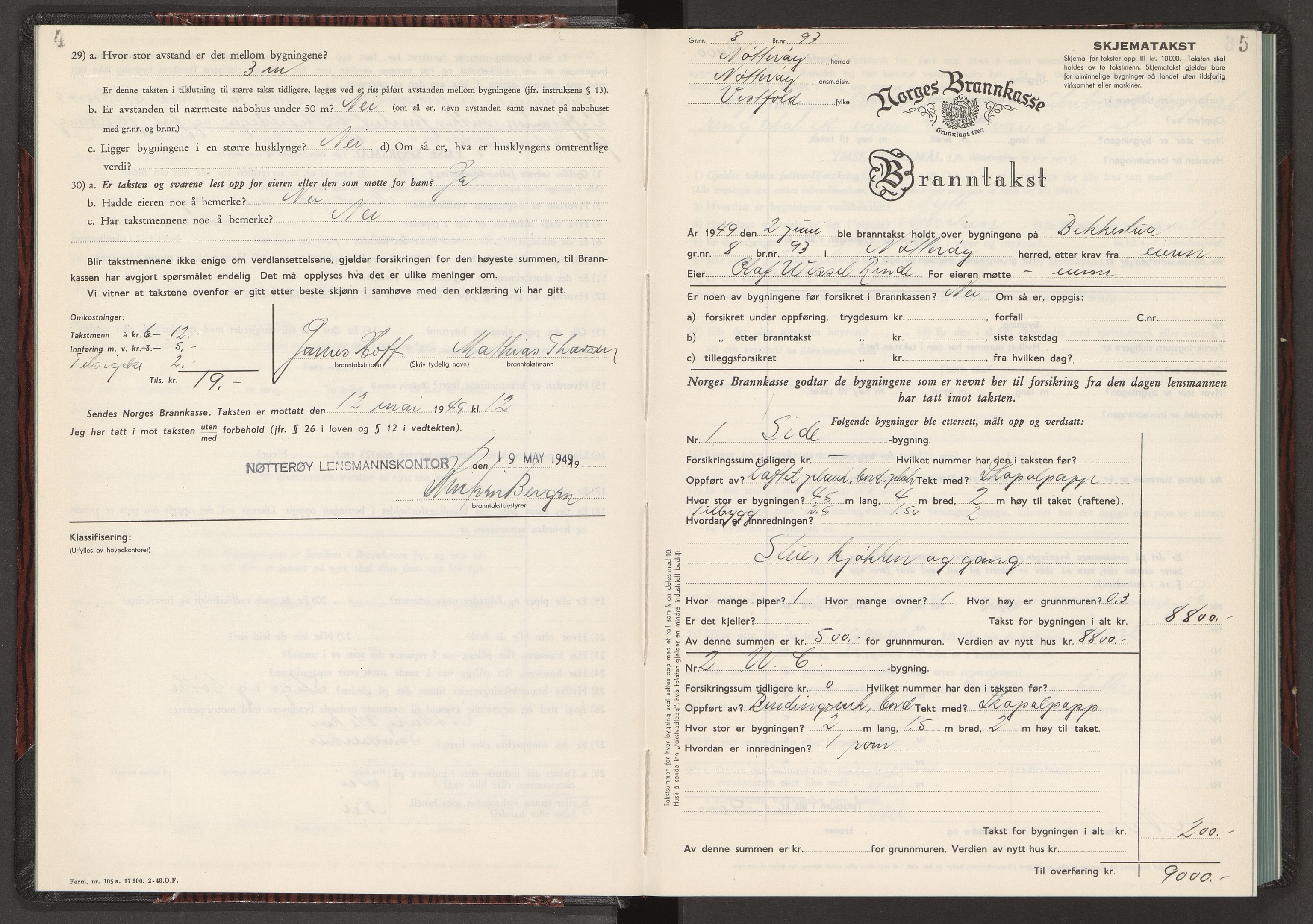 Nøtterøy lensmannskontor, AV/SAKO-A-540/Y/Yg/Ygb/L0012: Skjematakstprotokoll, 1949-1954, s. 4-5