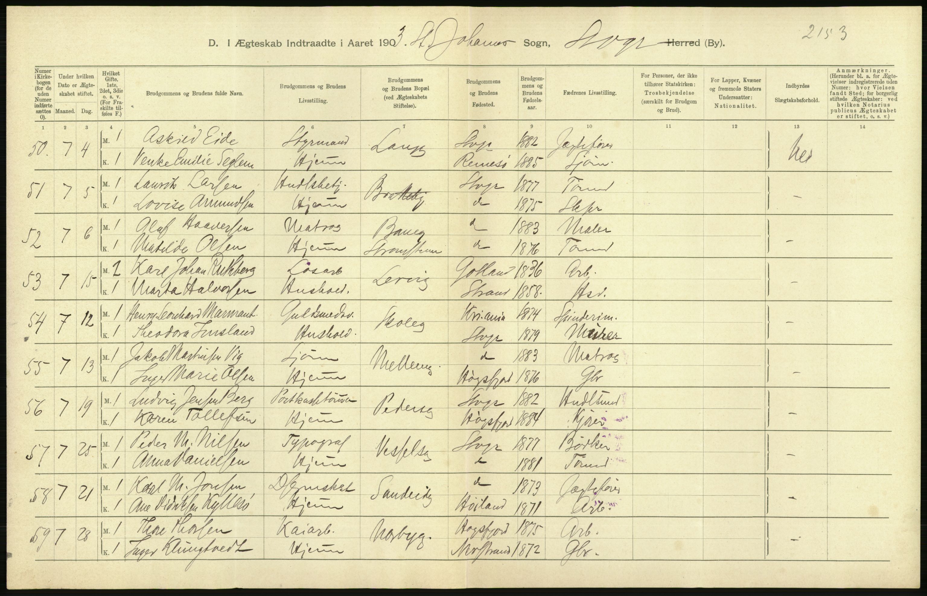 Statistisk sentralbyrå, Sosiodemografiske emner, Befolkning, AV/RA-S-2228/D/Df/Dfa/Dfaa/L0012: Stavanger amt: Fødte, gifte, døde, 1903, s. 592