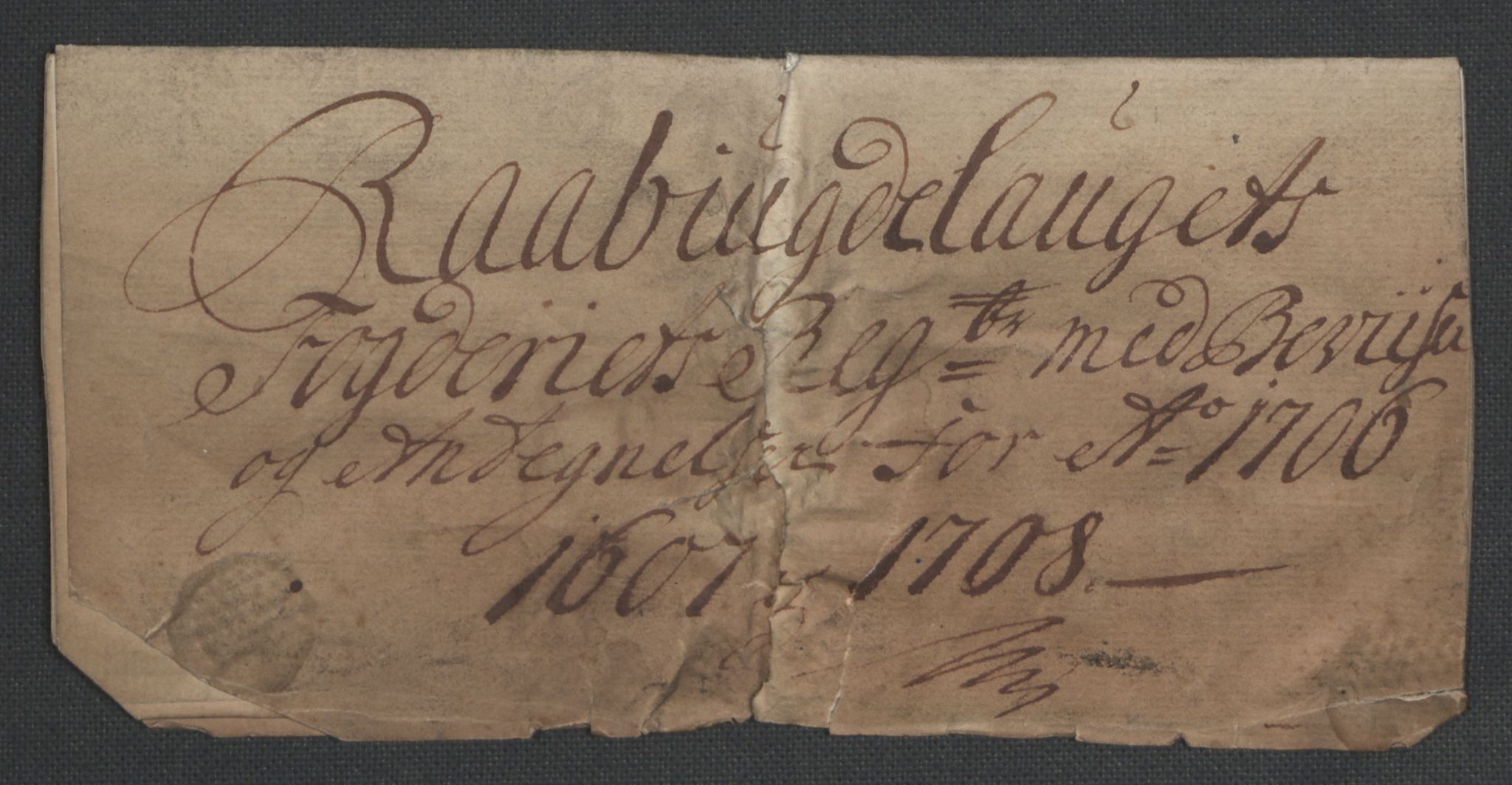 Rentekammeret inntil 1814, Reviderte regnskaper, Fogderegnskap, RA/EA-4092/R40/L2448: Fogderegnskap Råbyggelag, 1706-1708, s. 287