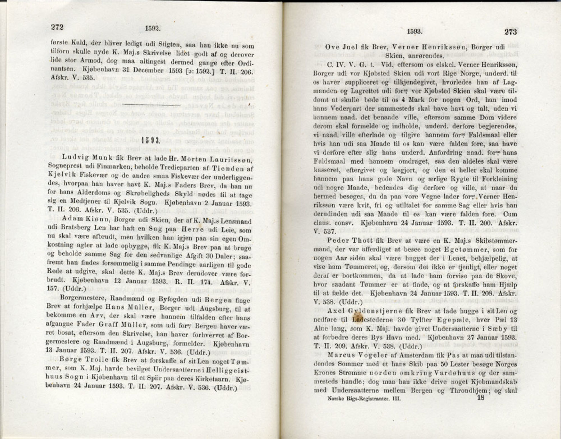 Publikasjoner utgitt av Det Norske Historiske Kildeskriftfond, PUBL/-/-/-: Norske Rigs-Registranter, bind 3, 1588-1602, s. 272-273