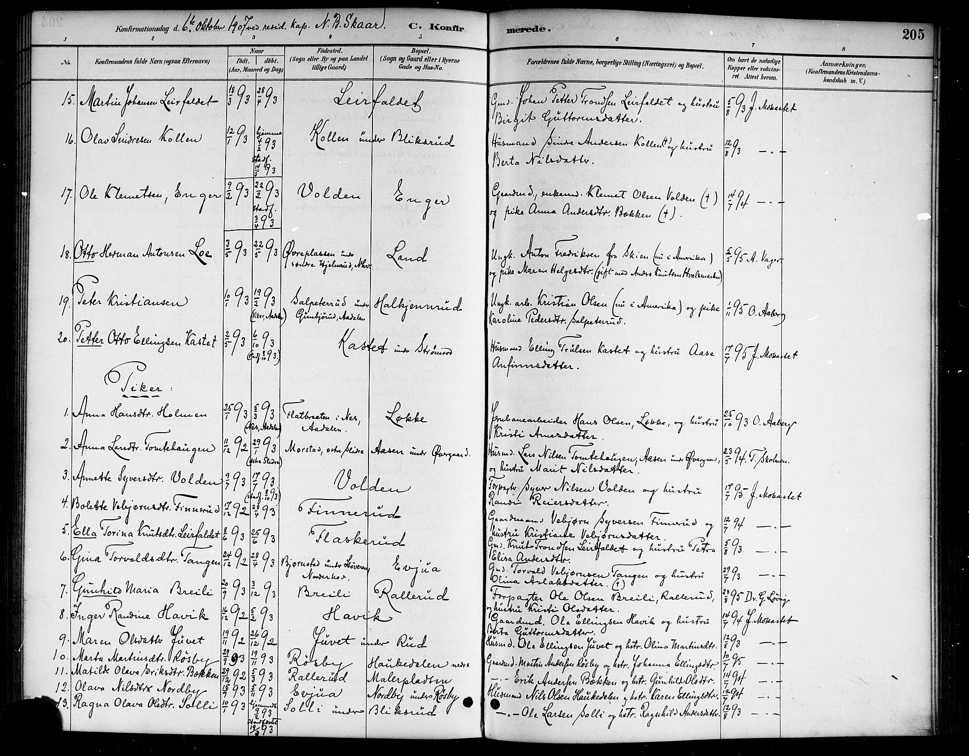 Lunder kirkebøker, AV/SAKO-A-629/G/Ga/L0004: Klokkerbok nr. I 4, 1889-1917, s. 205
