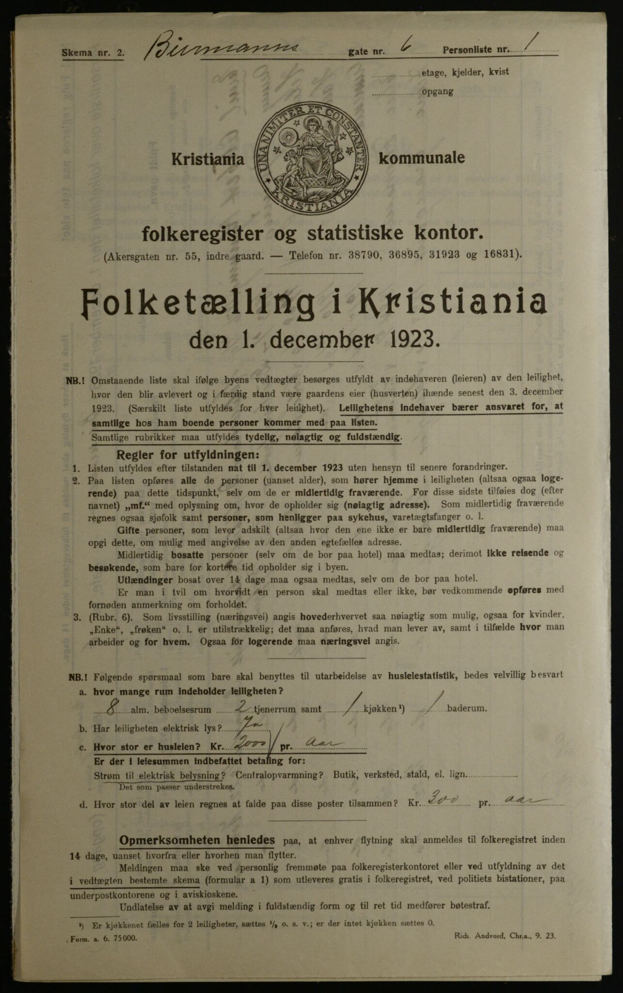 OBA, Kommunal folketelling 1.12.1923 for Kristiania, 1923, s. 5815