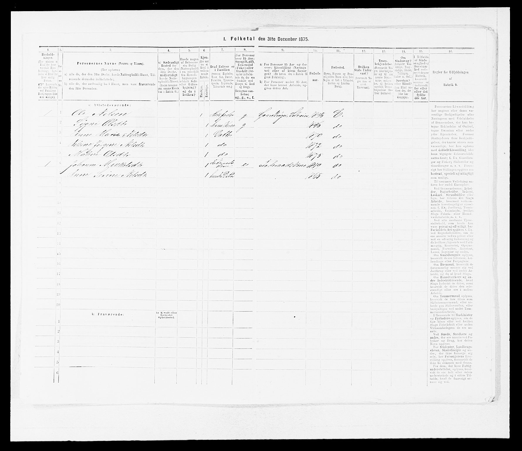 SAB, Folketelling 1875 for 1411P Eivindvik prestegjeld, 1875, s. 325