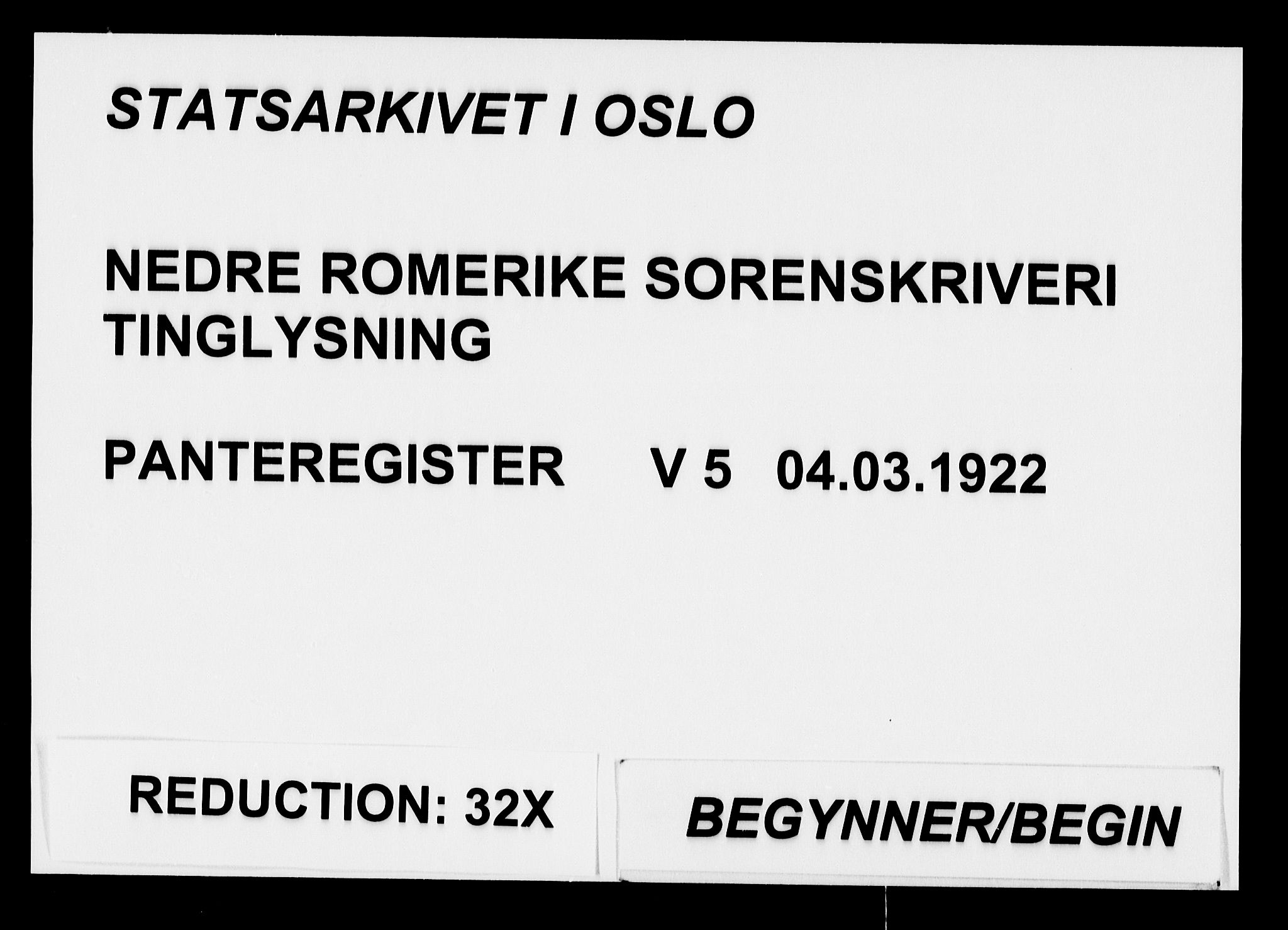Nedre Romerike sorenskriveri, SAO/A-10469/G/Ga/Gae/L0005: Panteregister nr. V 5