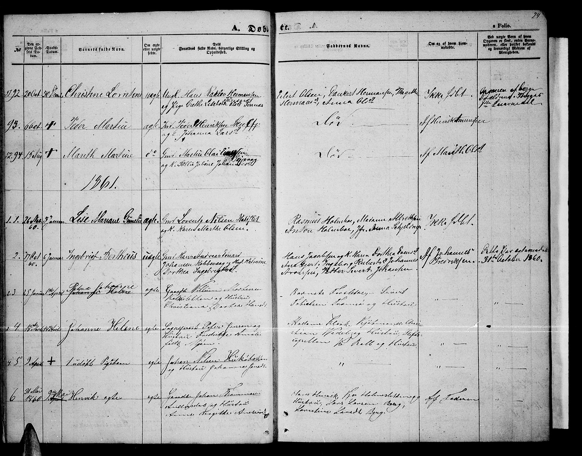 Tromsøysund sokneprestkontor, AV/SATØ-S-1304/G/Gb/L0001klokker: Klokkerbok nr. 1, 1857-1869, s. 24