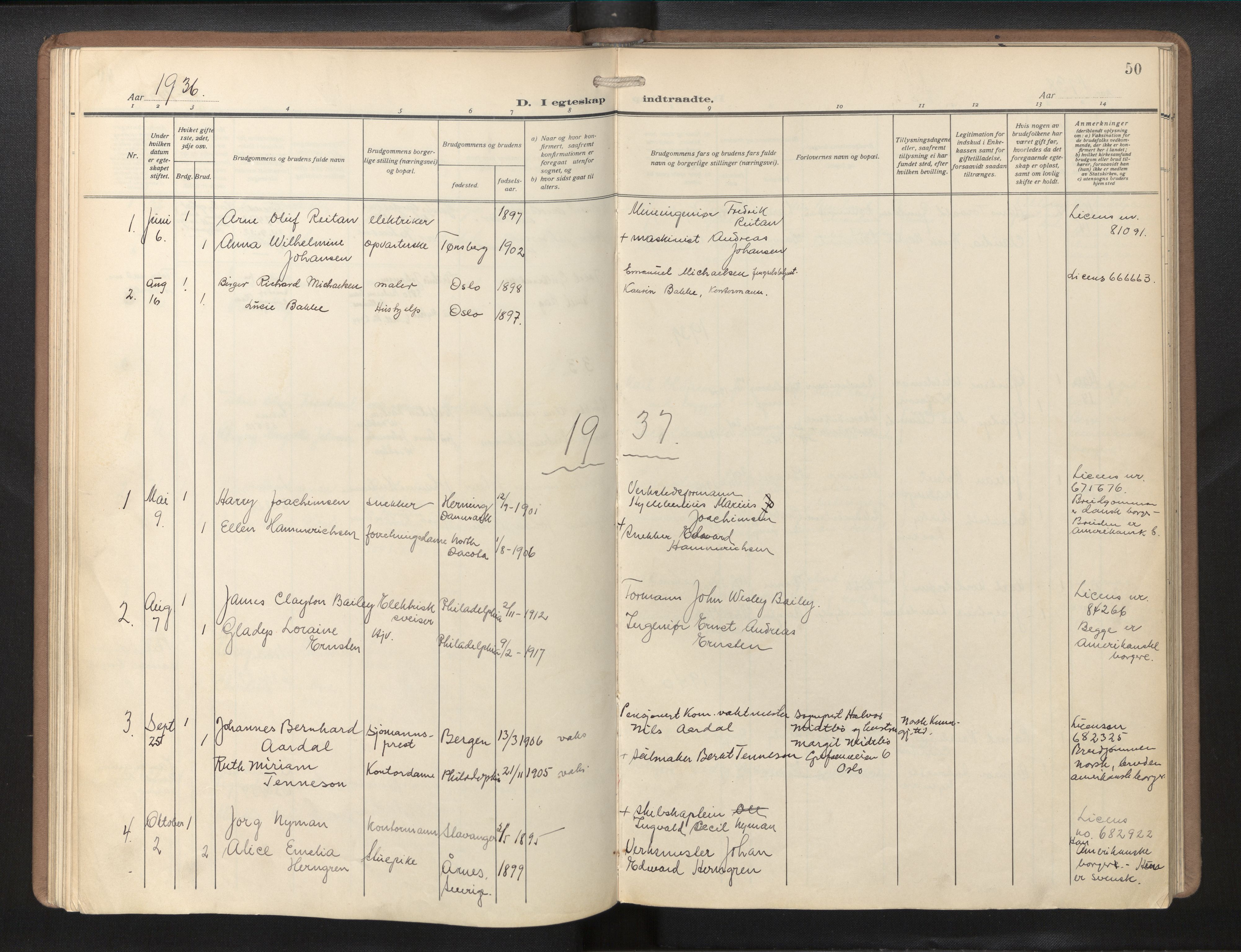 Den norske sjømannsmisjon i utlandet/Philadelphia, AV/SAB-SAB/PA-0113/H/Ha/L0002: Ministerialbok nr. A 2, 1931-1957, s. 49b-50a