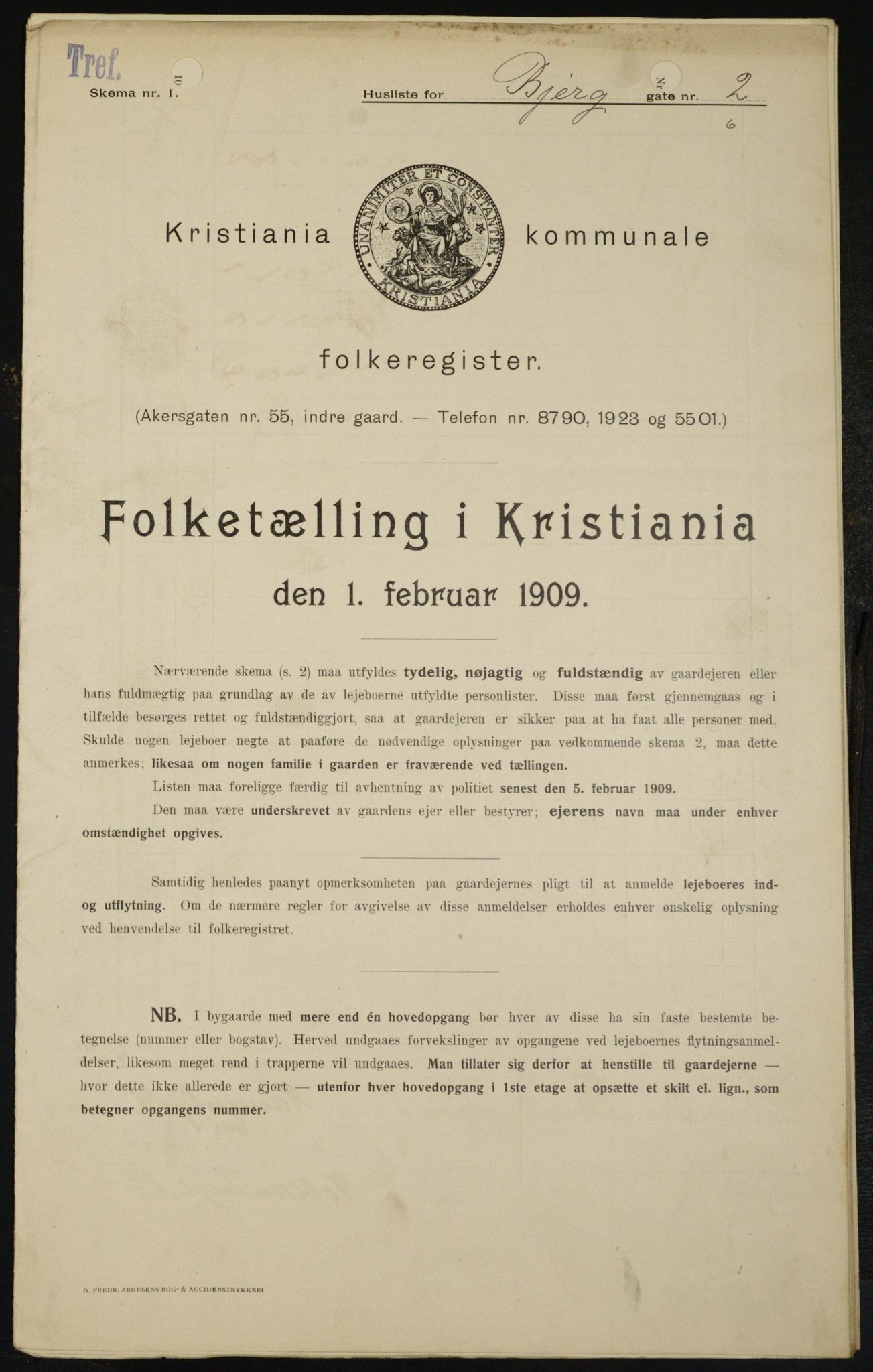 OBA, Kommunal folketelling 1.2.1909 for Kristiania kjøpstad, 1909, s. 4910