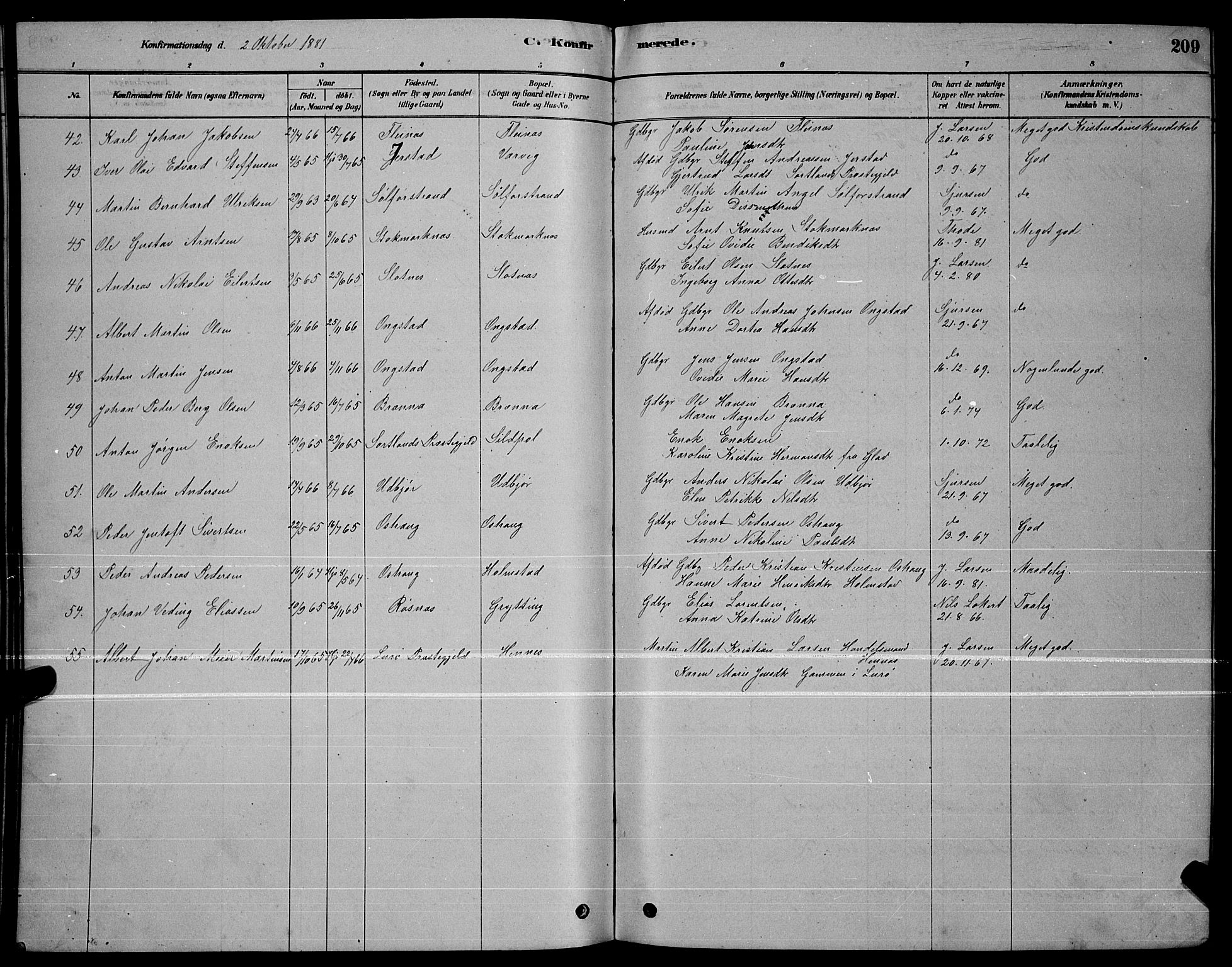 Ministerialprotokoller, klokkerbøker og fødselsregistre - Nordland, AV/SAT-A-1459/888/L1267: Klokkerbok nr. 888C05, 1878-1890, s. 209