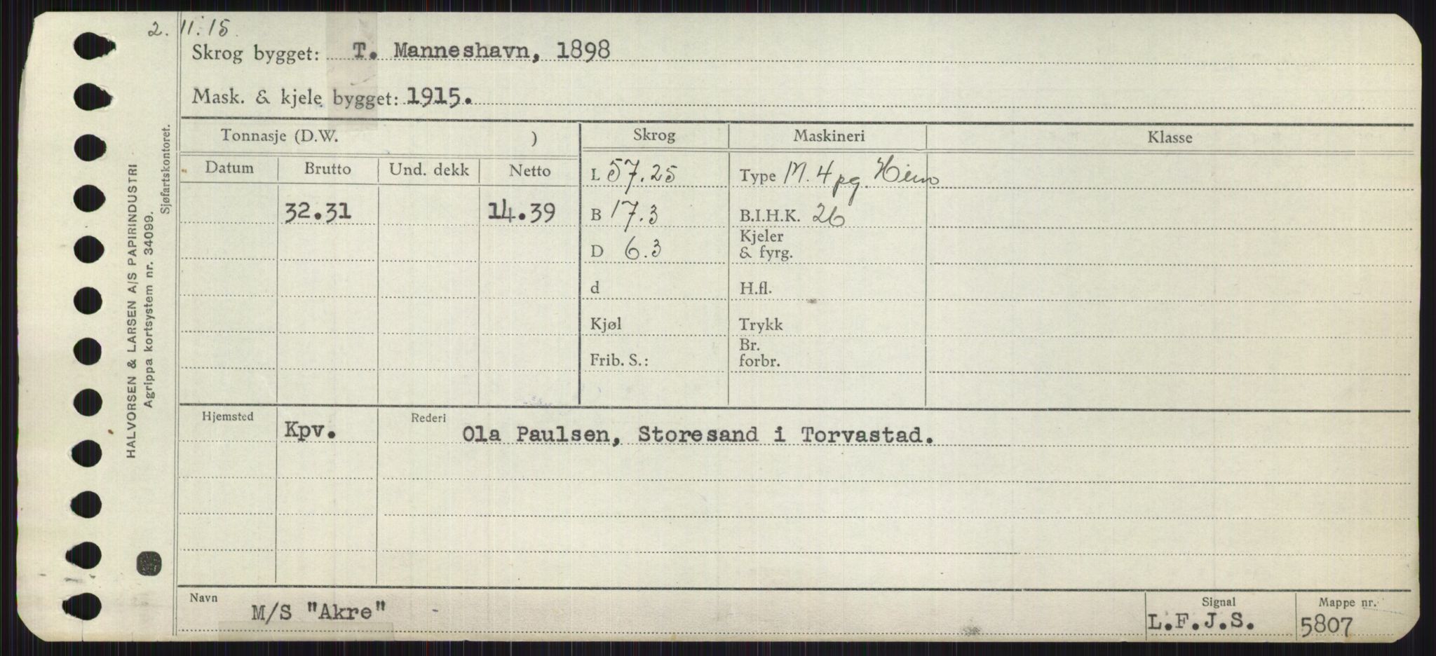 Sjøfartsdirektoratet med forløpere, Skipsmålingen, RA/S-1627/H/Ha/L0001/0001: Fartøy, A-Eig / Fartøy A-Bjøn, s. 61