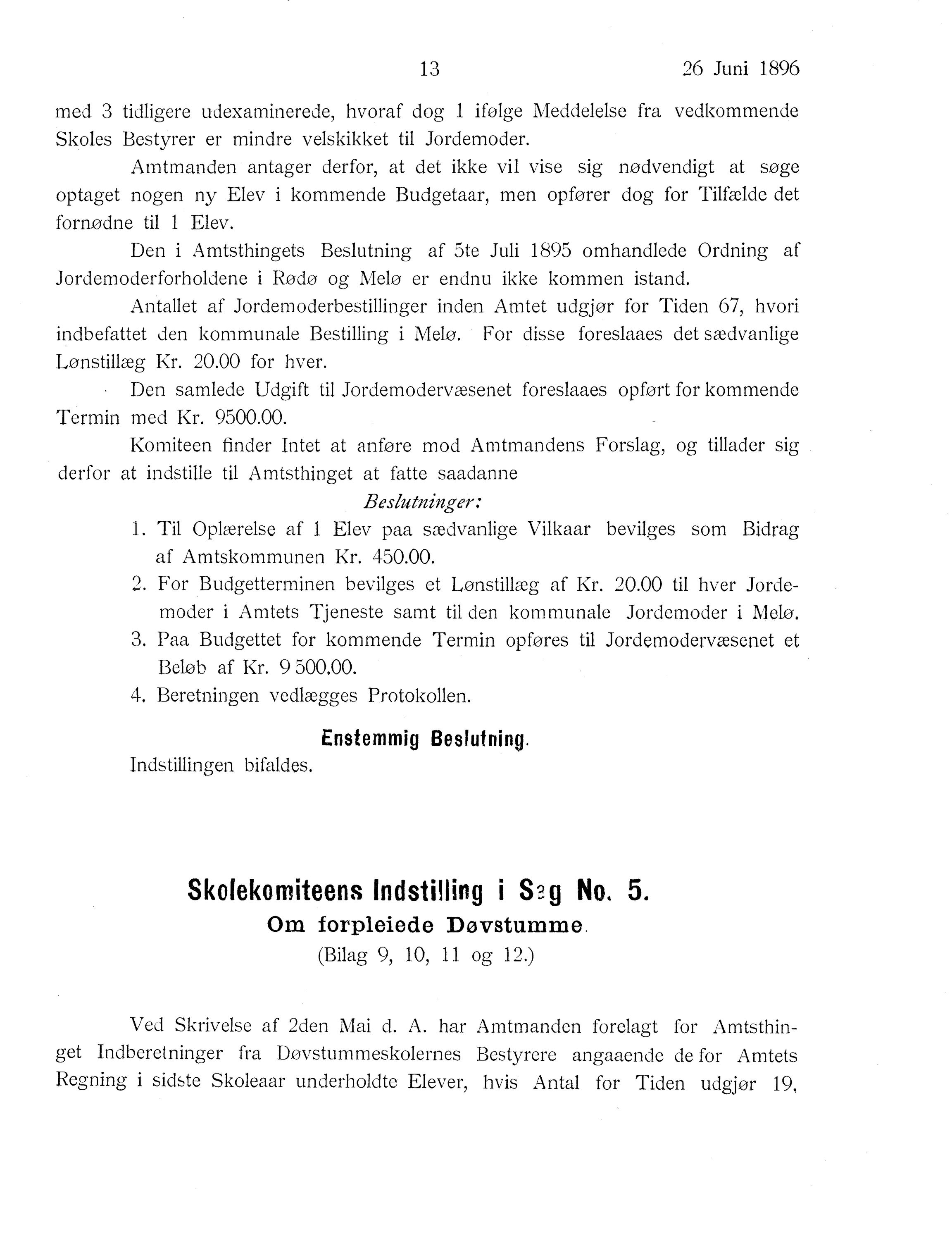 Nordland Fylkeskommune. Fylkestinget, AIN/NFK-17/176/A/Ac/L0019: Fylkestingsforhandlinger 1896, 1896