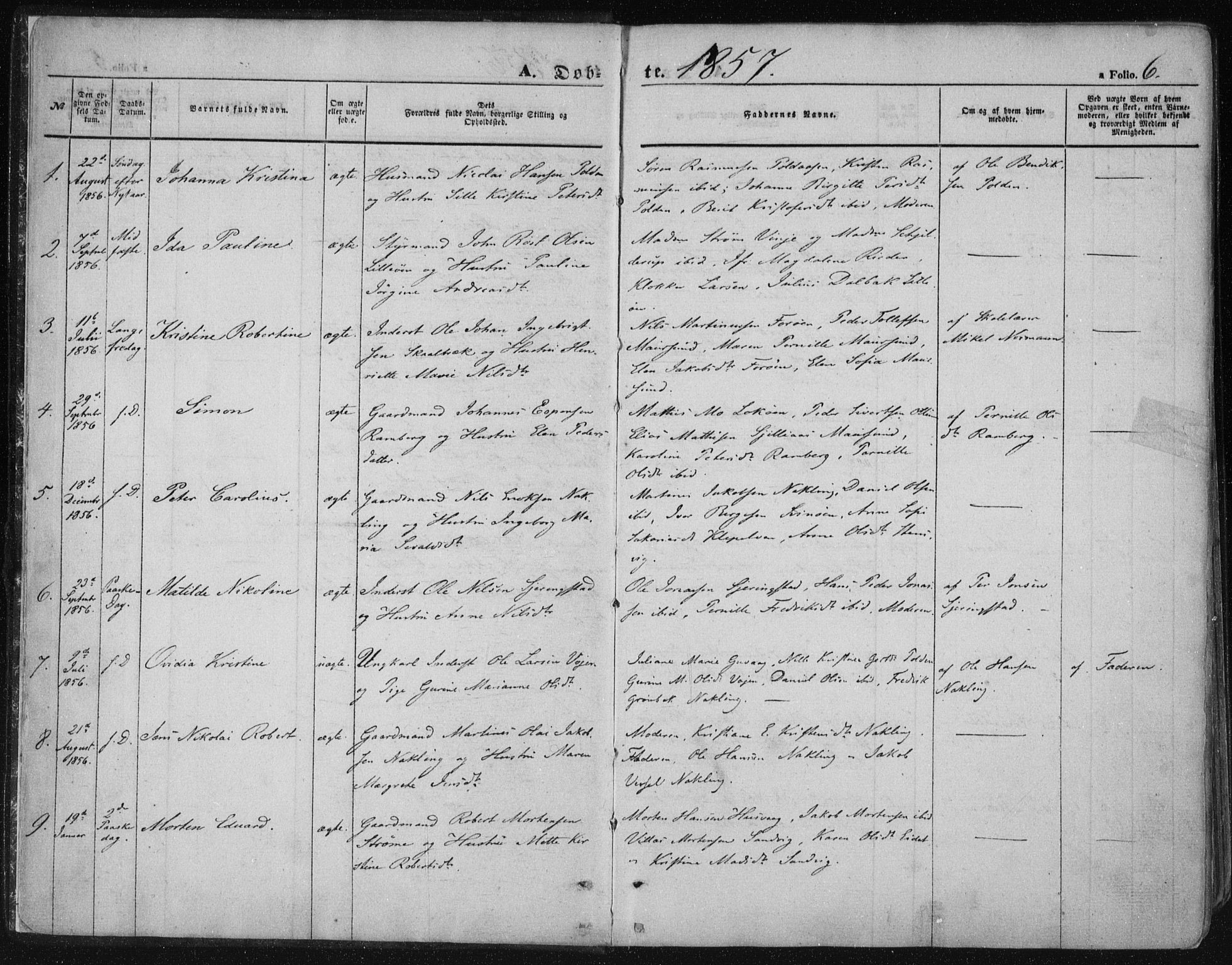 Ministerialprotokoller, klokkerbøker og fødselsregistre - Nordland, AV/SAT-A-1459/891/L1300: Ministerialbok nr. 891A05, 1856-1870, s. 6
