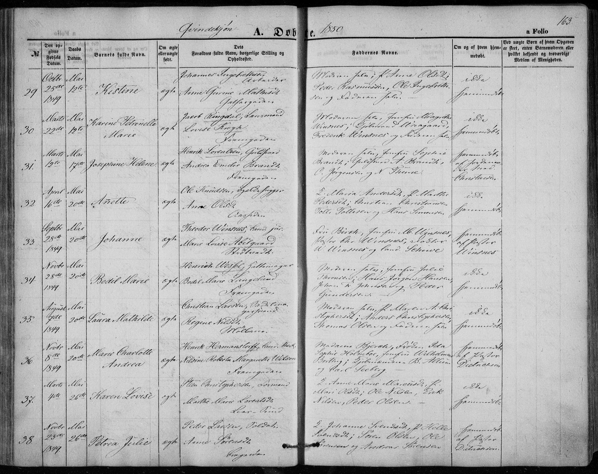 Bragernes kirkebøker, AV/SAKO-A-6/F/Fb/L0002: Ministerialbok nr. II 2, 1848-1859, s. 163