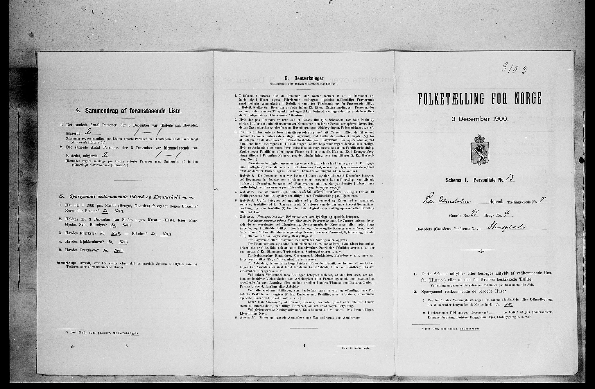 SAH, Folketelling 1900 for 0438 Lille Elvedalen herred, 1900, s. 586